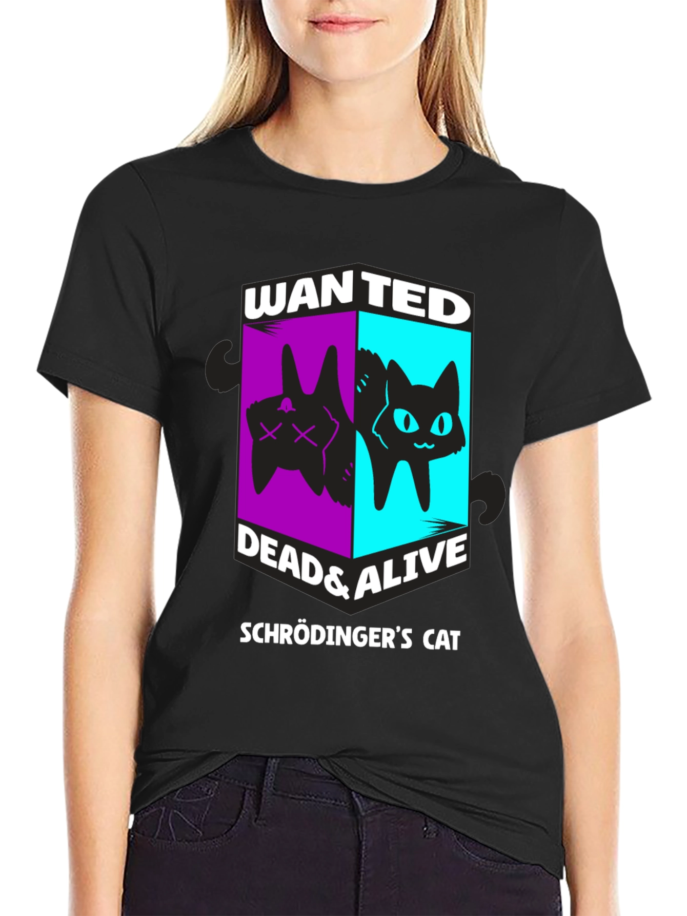Schrödingers Cat Wanted Dead & Alive Graphic T-Shirt