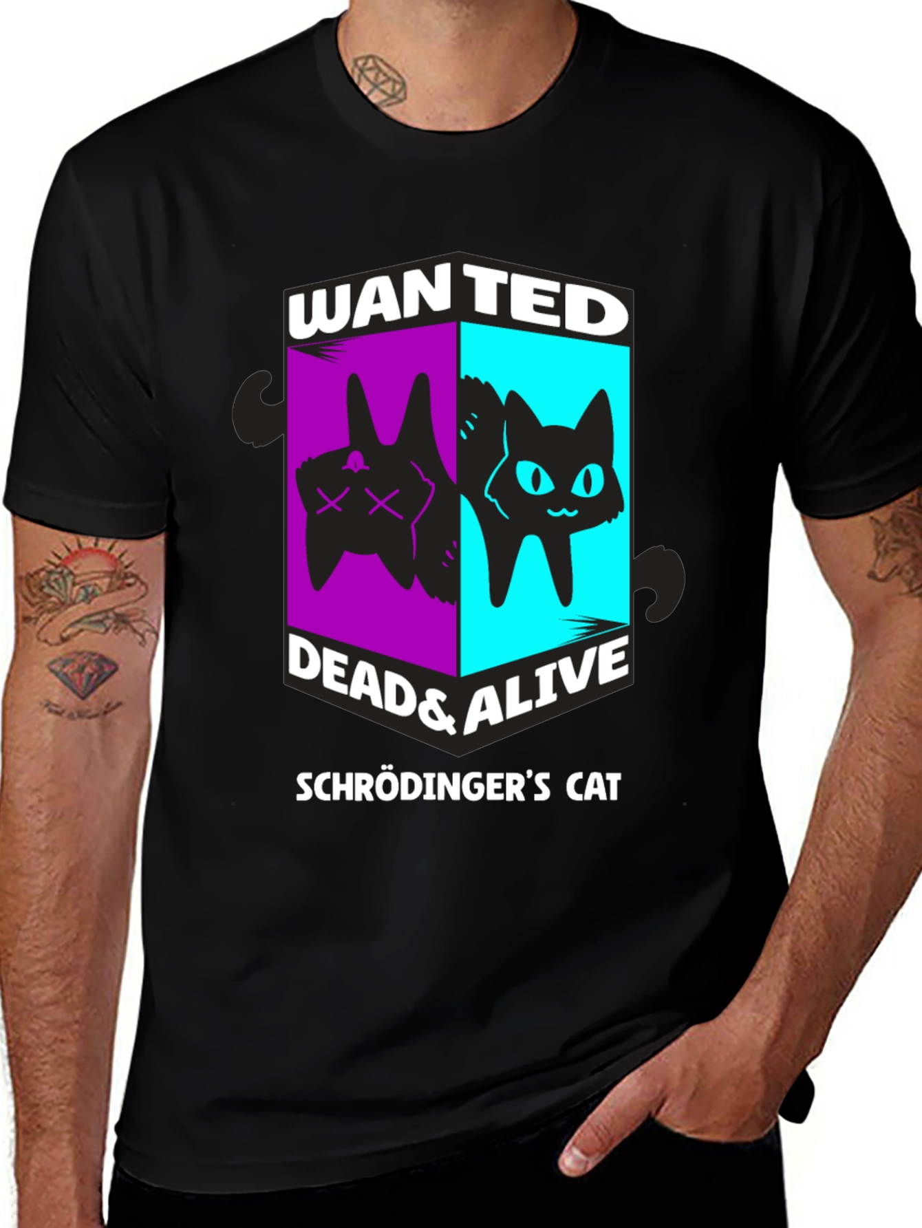 Schrödingers Cat Wanted Dead & Alive Graphic T-Shirt