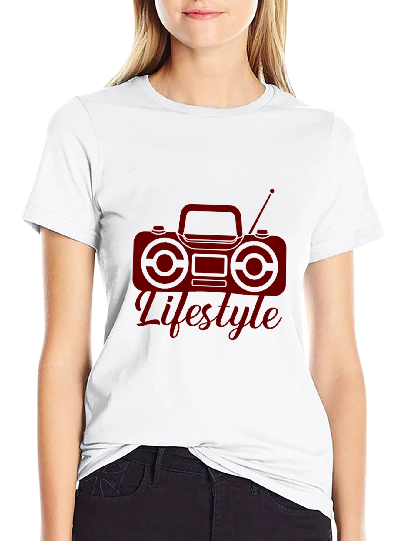 Retro Radio Lifestyle Graphic Tee - Trendy Black T-Shirt