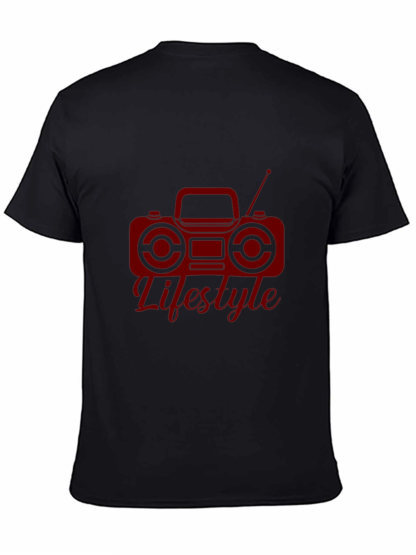 Retro Radio Lifestyle Graphic Tee - Trendy Black T-Shirt