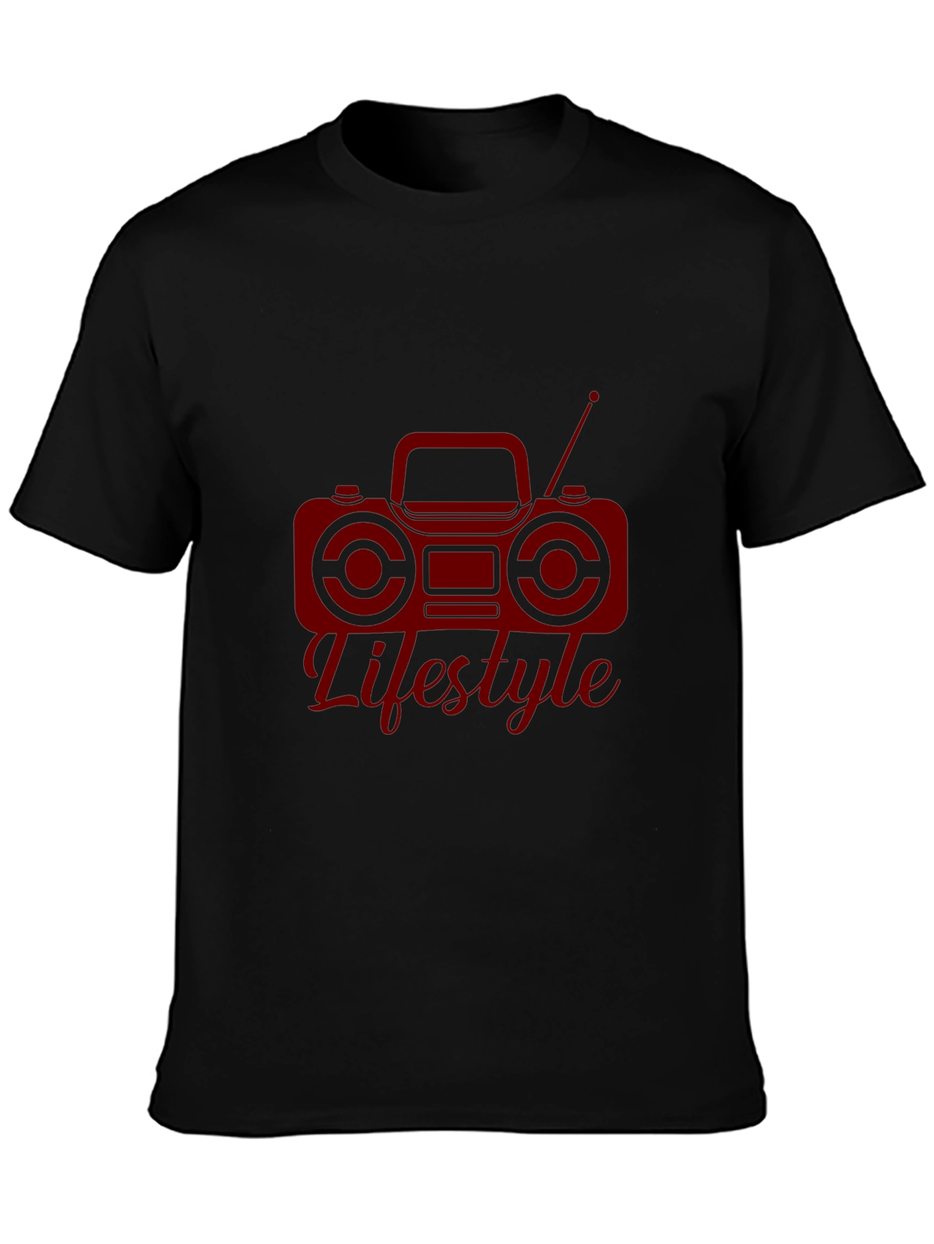 Retro Radio Lifestyle Graphic Tee - Trendy Black T-Shirt