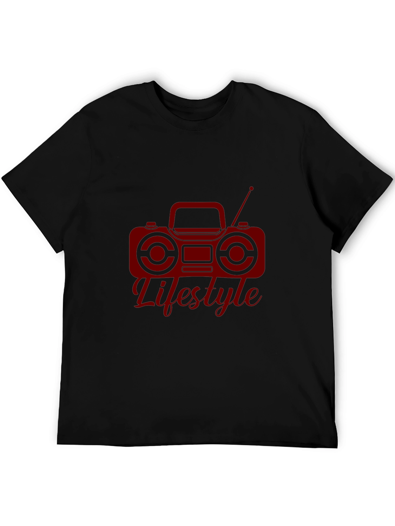 Retro Radio Lifestyle Graphic Tee - Trendy Black T-Shirt