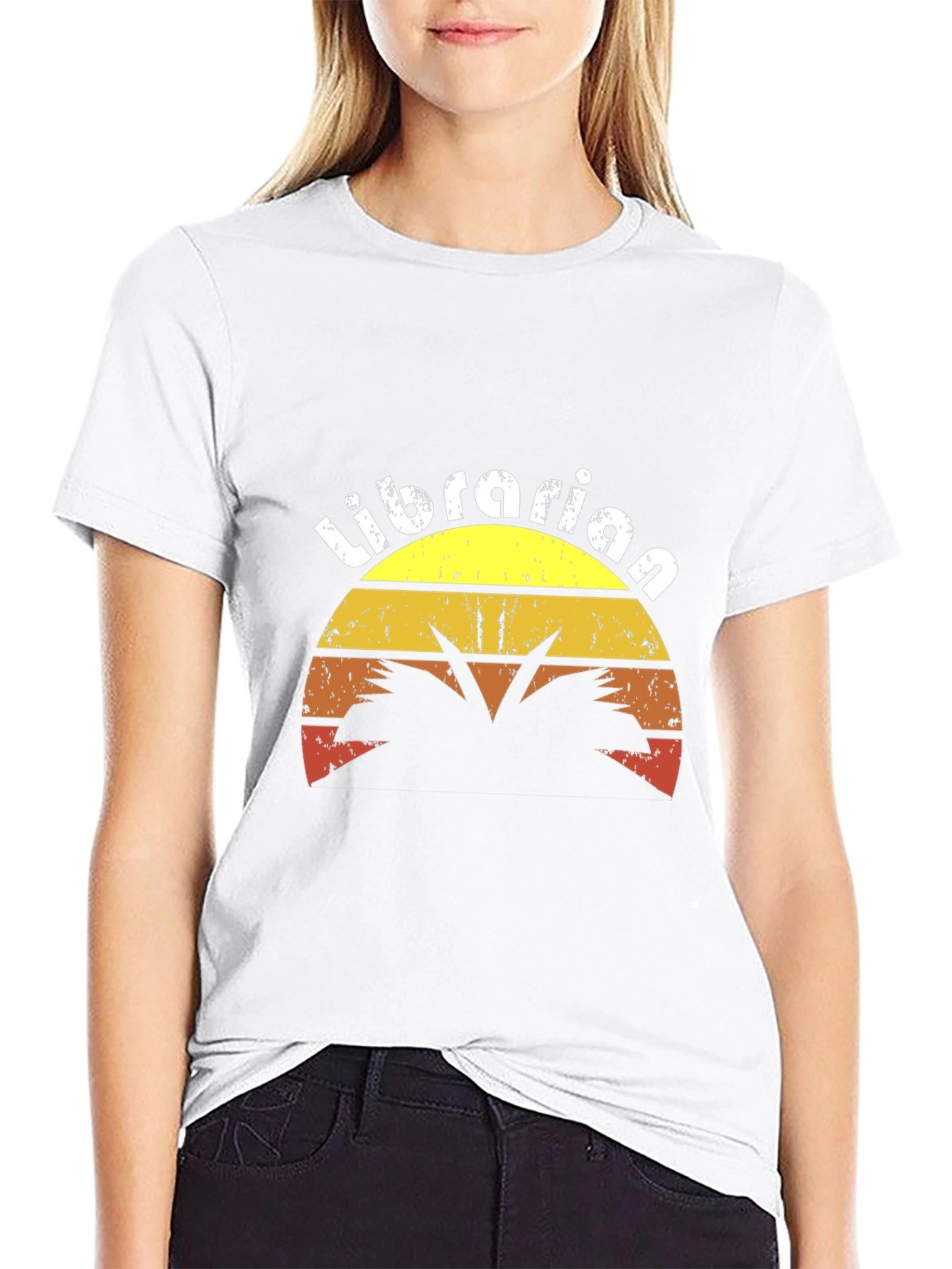 Retro Librarian Sunset Graphic T-Shirt