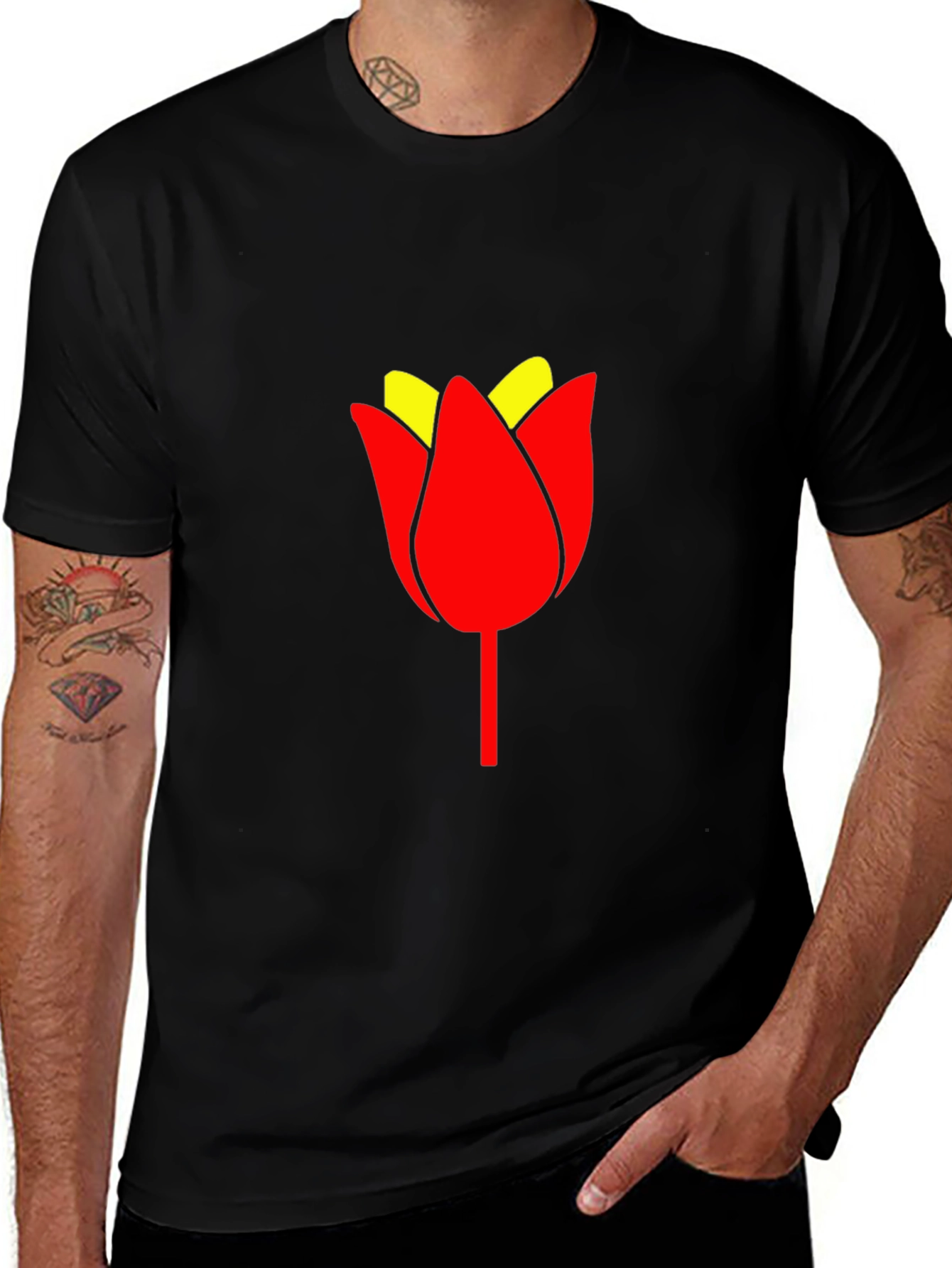 Tulip Graphic Tee - Black Casual Shirt