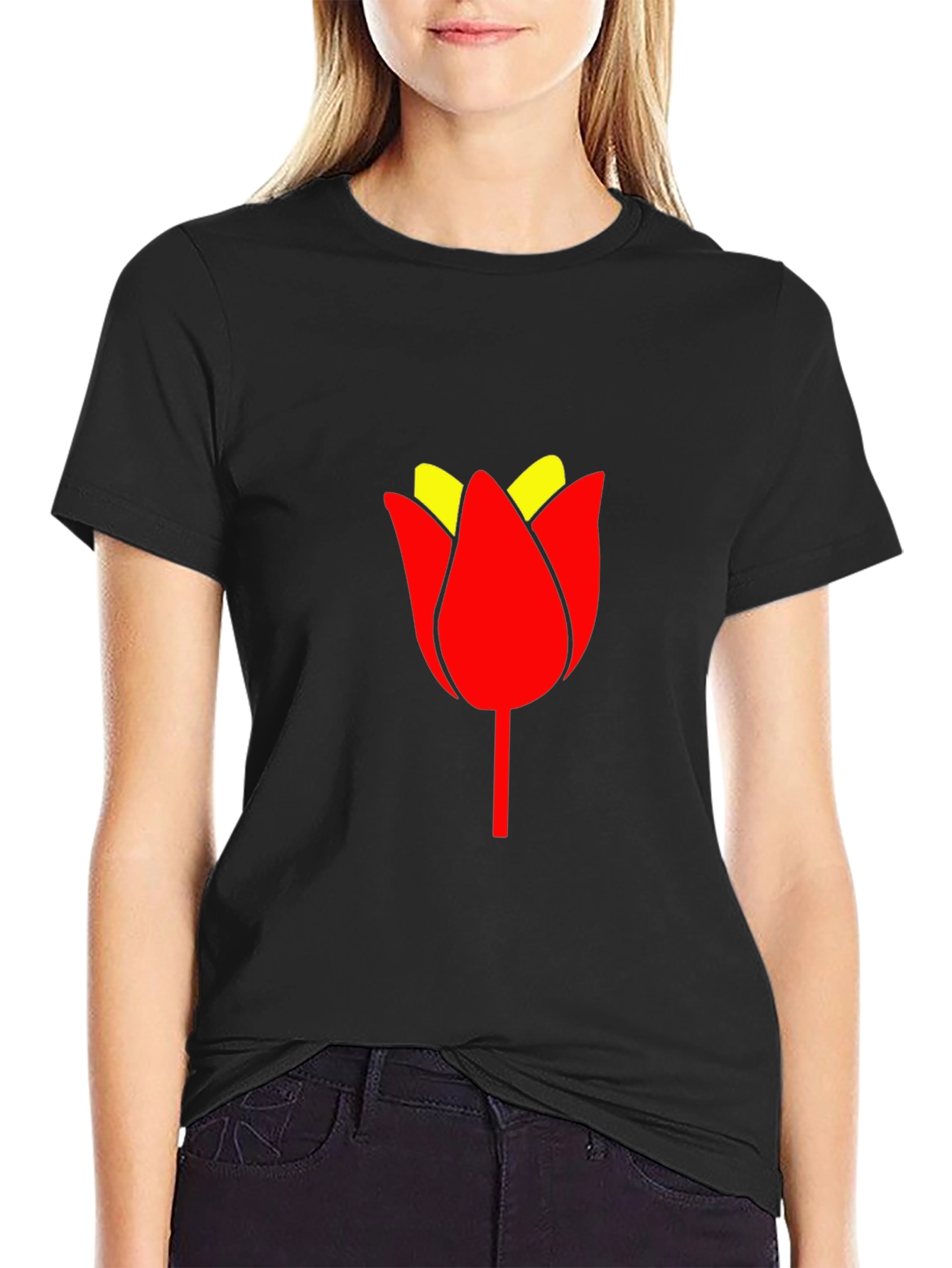 Tulip Graphic Tee - Black Casual Shirt