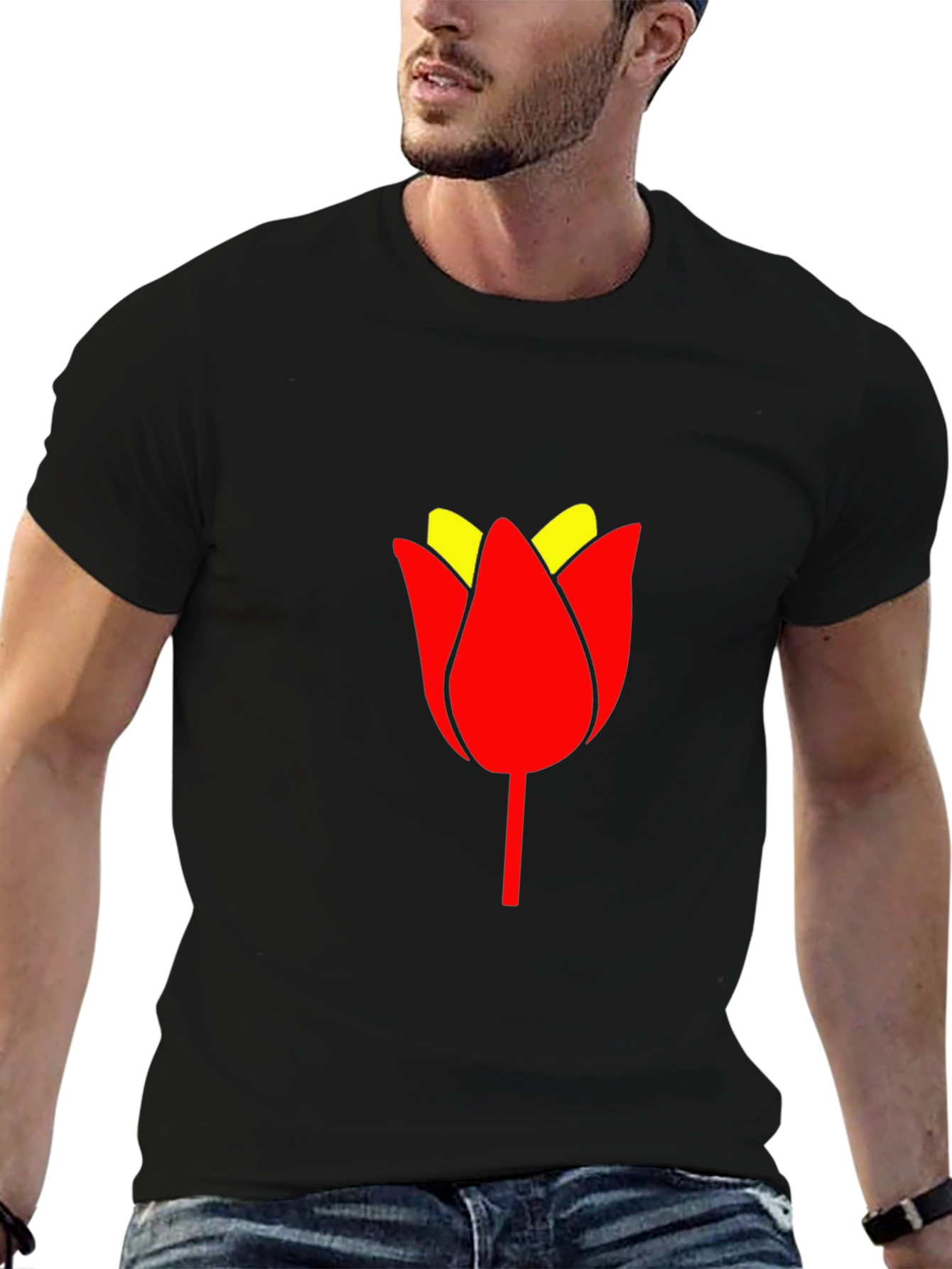 Tulip Graphic Tee - Black Casual Shirt