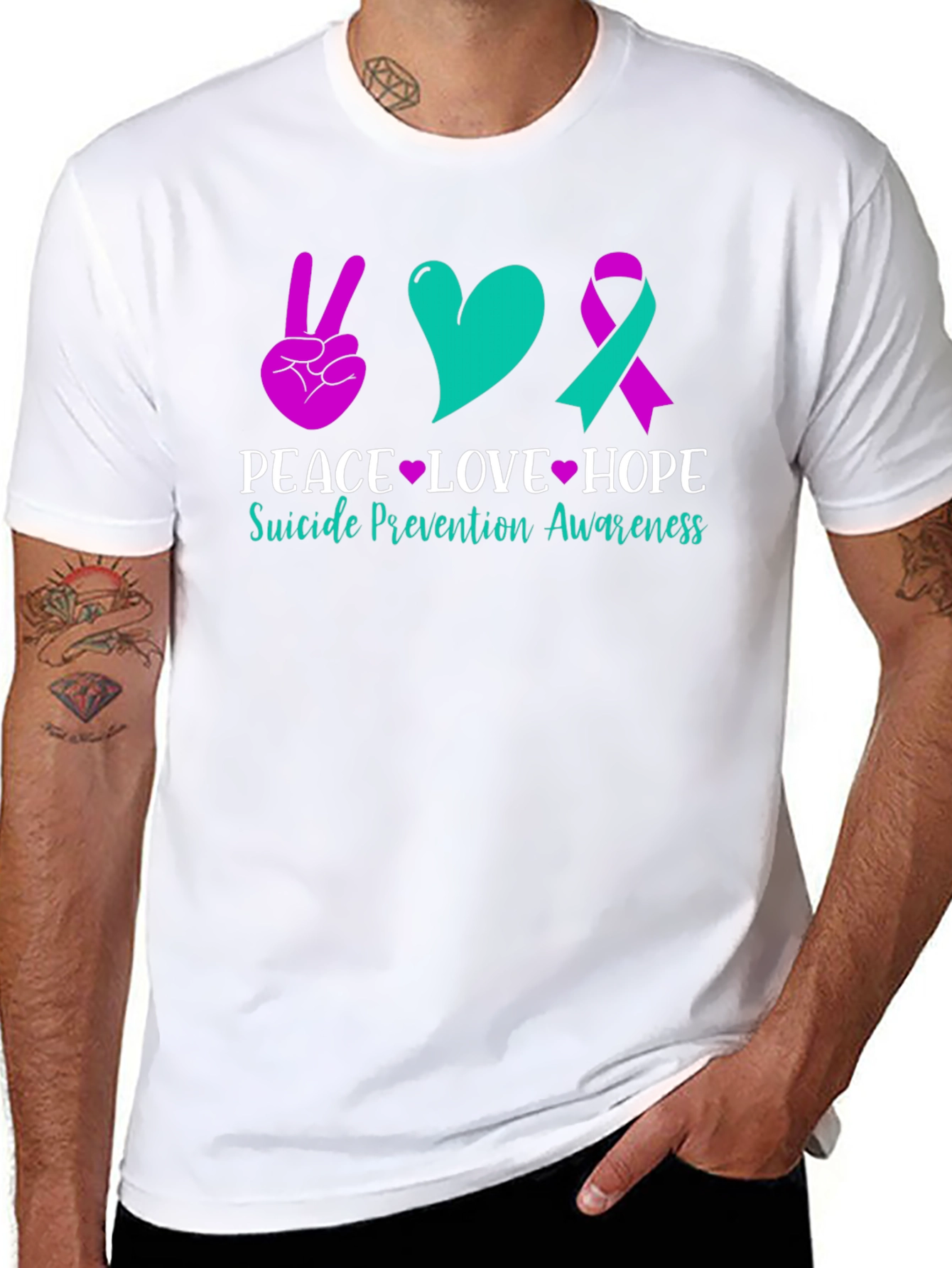 Peace Love Hope Suicide Prevention Awareness Graphic Tee