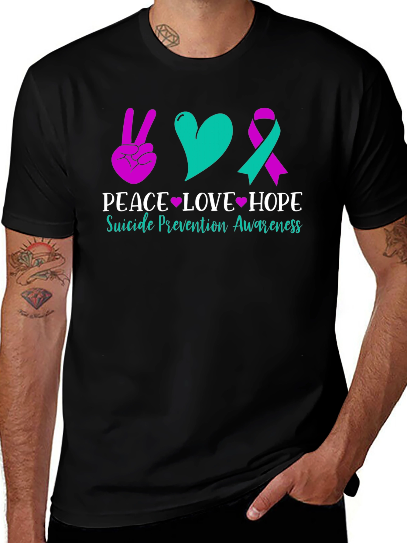 Peace Love Hope Suicide Prevention Awareness Graphic Tee