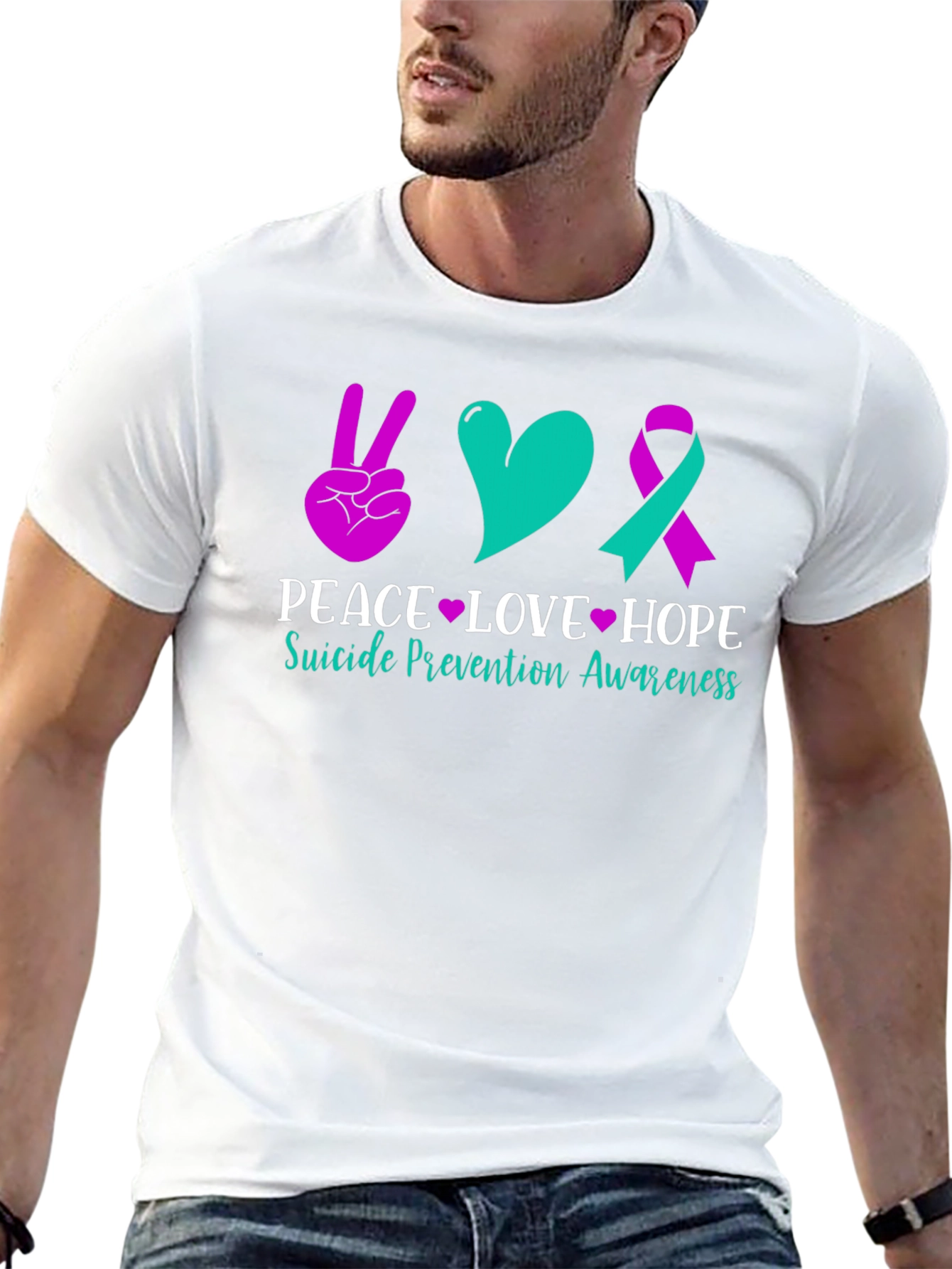 Peace Love Hope Suicide Prevention Awareness Graphic Tee