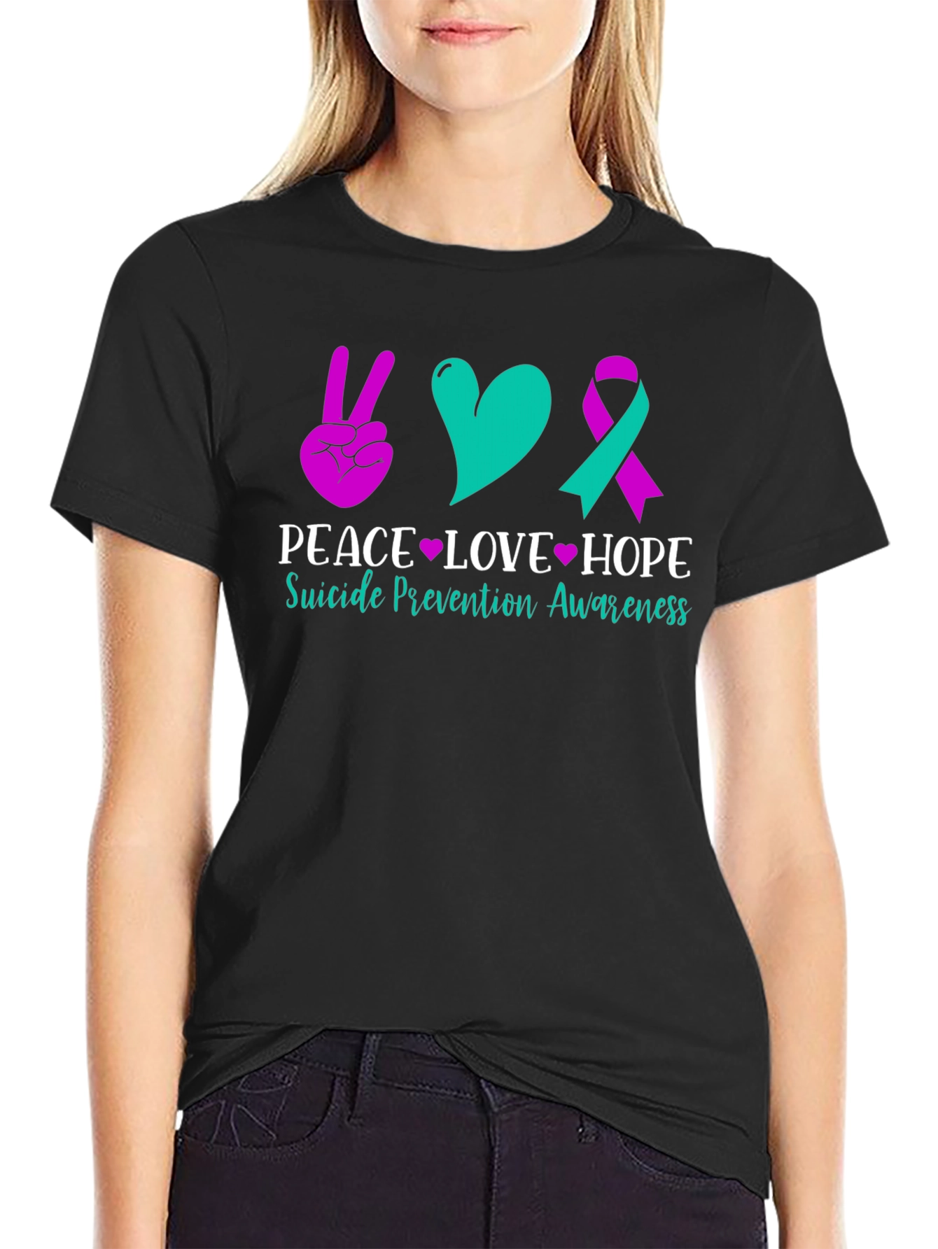 Peace Love Hope Suicide Prevention Awareness Graphic Tee