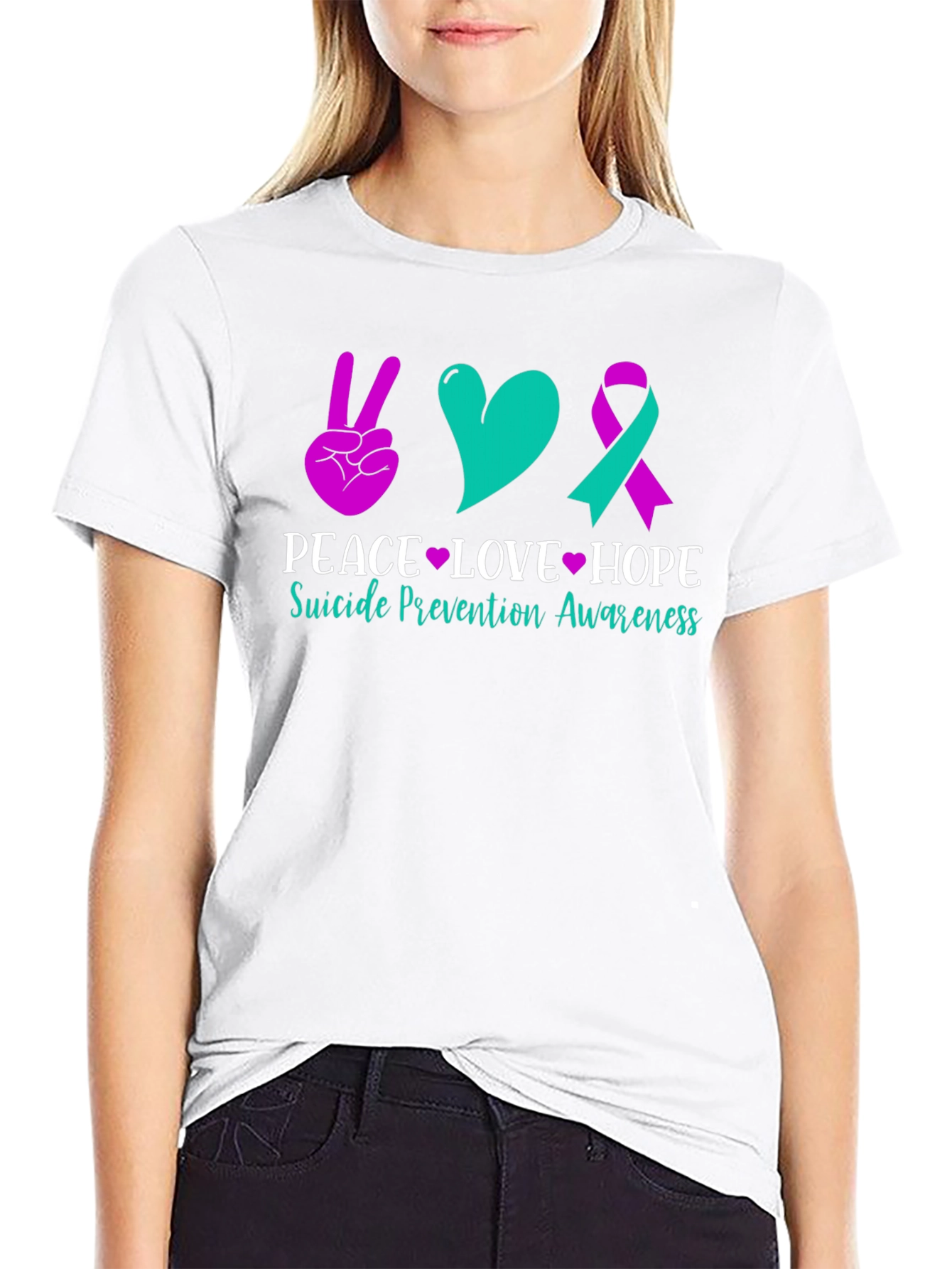 Peace Love Hope Suicide Prevention Awareness Graphic Tee