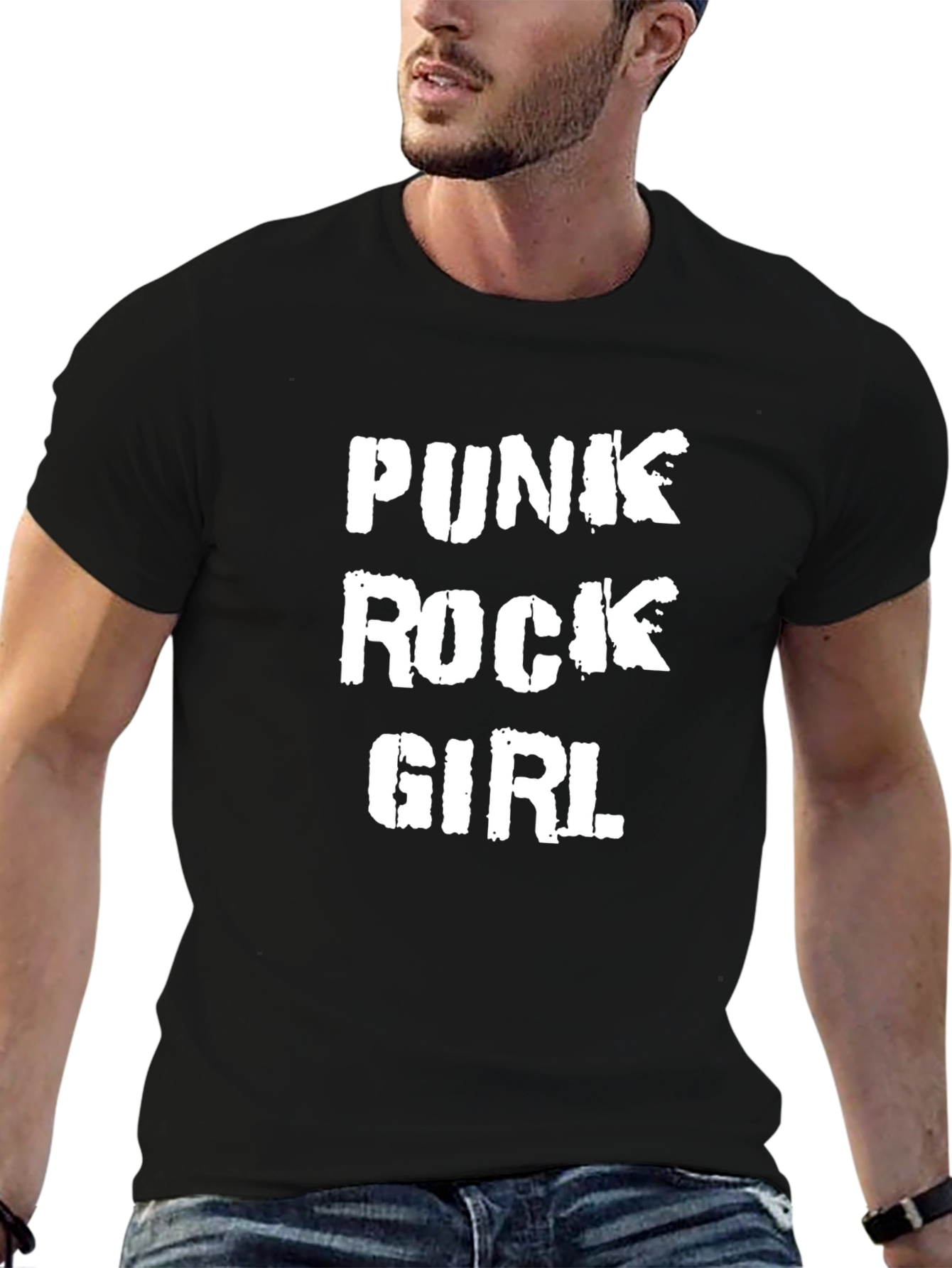 Punk Rock Girl Black Graphic T-Shirt