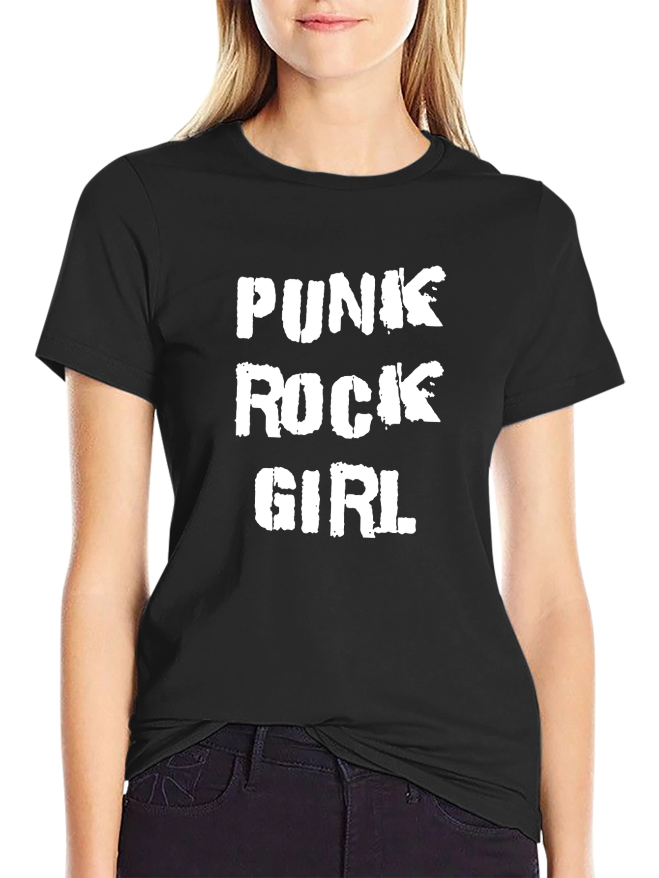 Punk Rock Girl Black Graphic T-Shirt