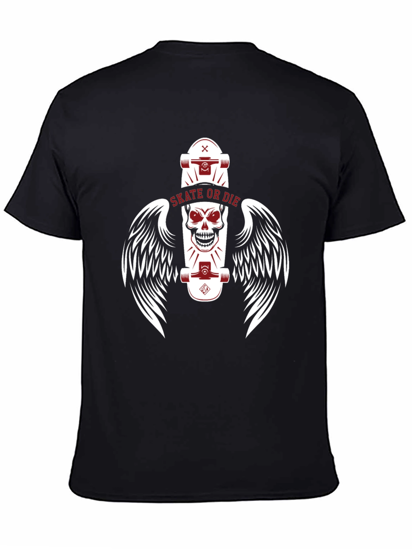Skate or Die Skull Winged Skateboarder T-Shirt