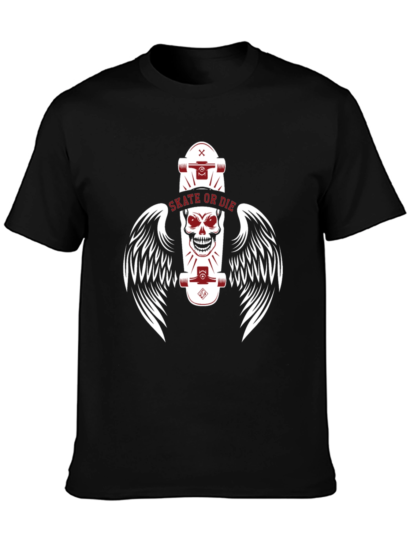 Skate or Die Skull Winged Skateboarder T-Shirt