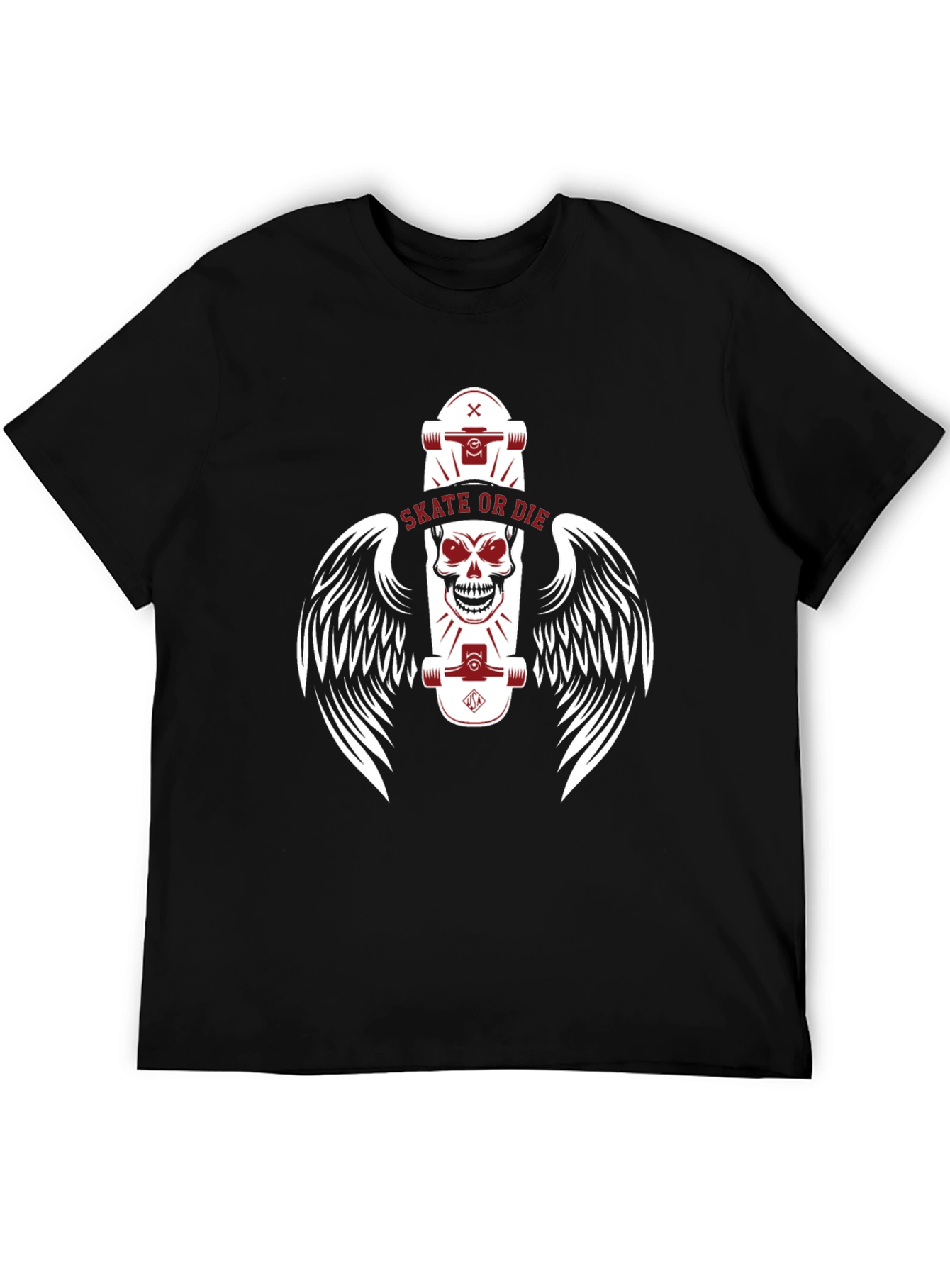 Skate or Die Skull Winged Skateboarder T-Shirt