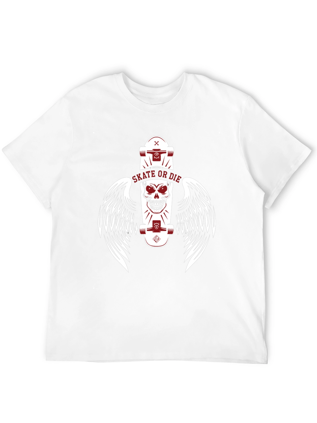 Skate or Die Skull Winged Skateboarder T-Shirt