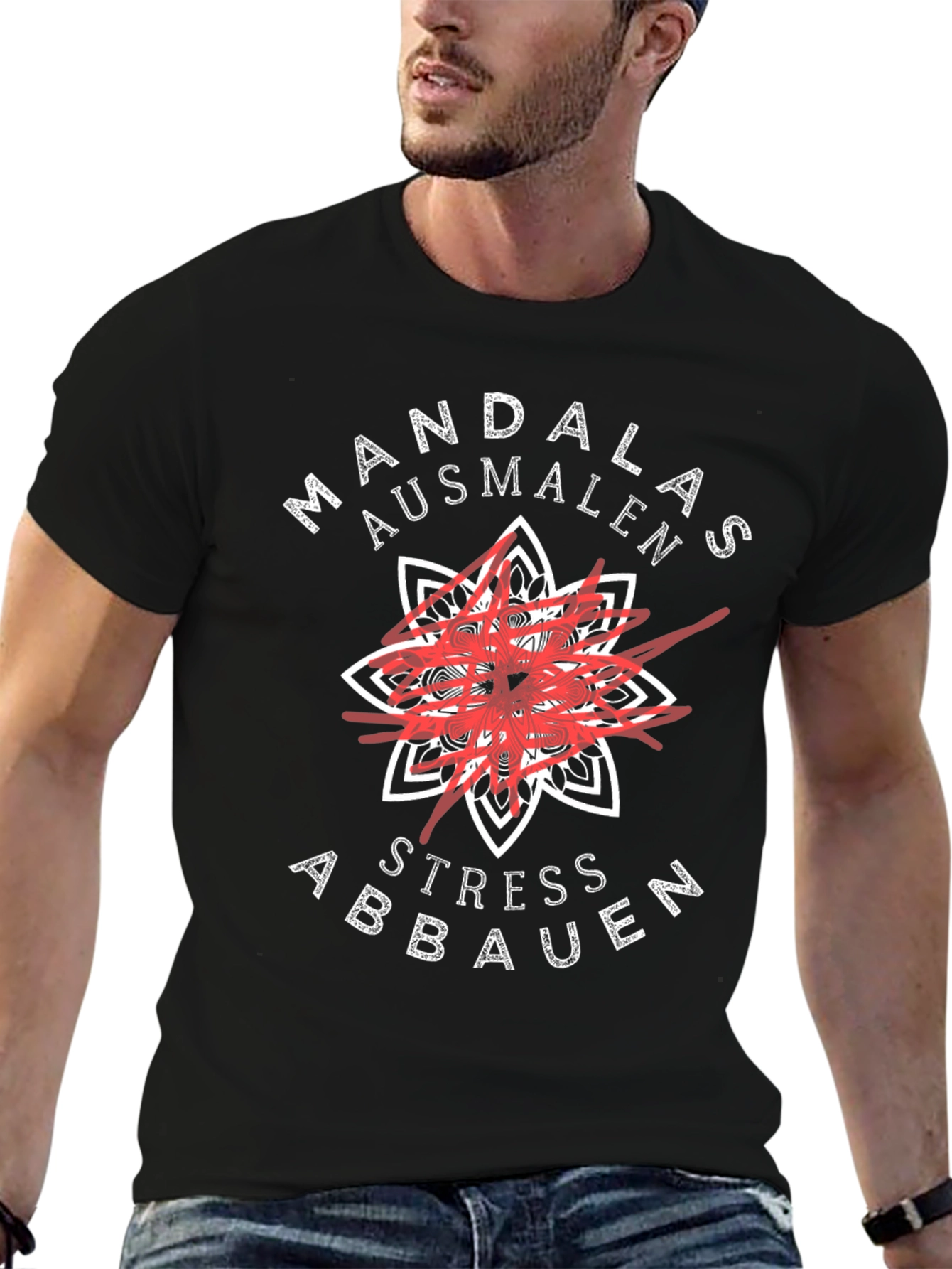 Mandalas Ausmalen Stress Abbauen Black T-Shirt