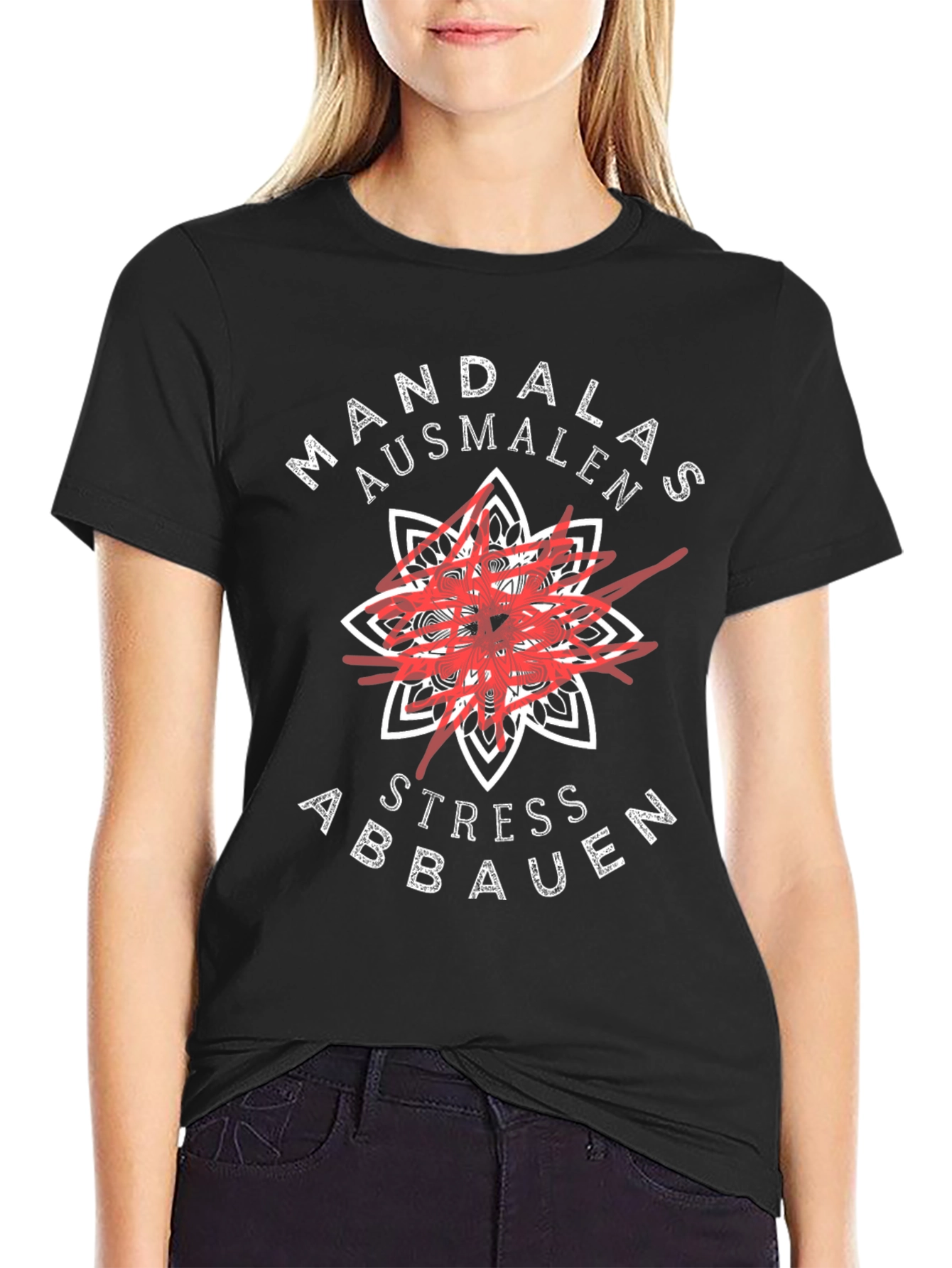 Mandalas Ausmalen Stress Abbauen Black T-Shirt
