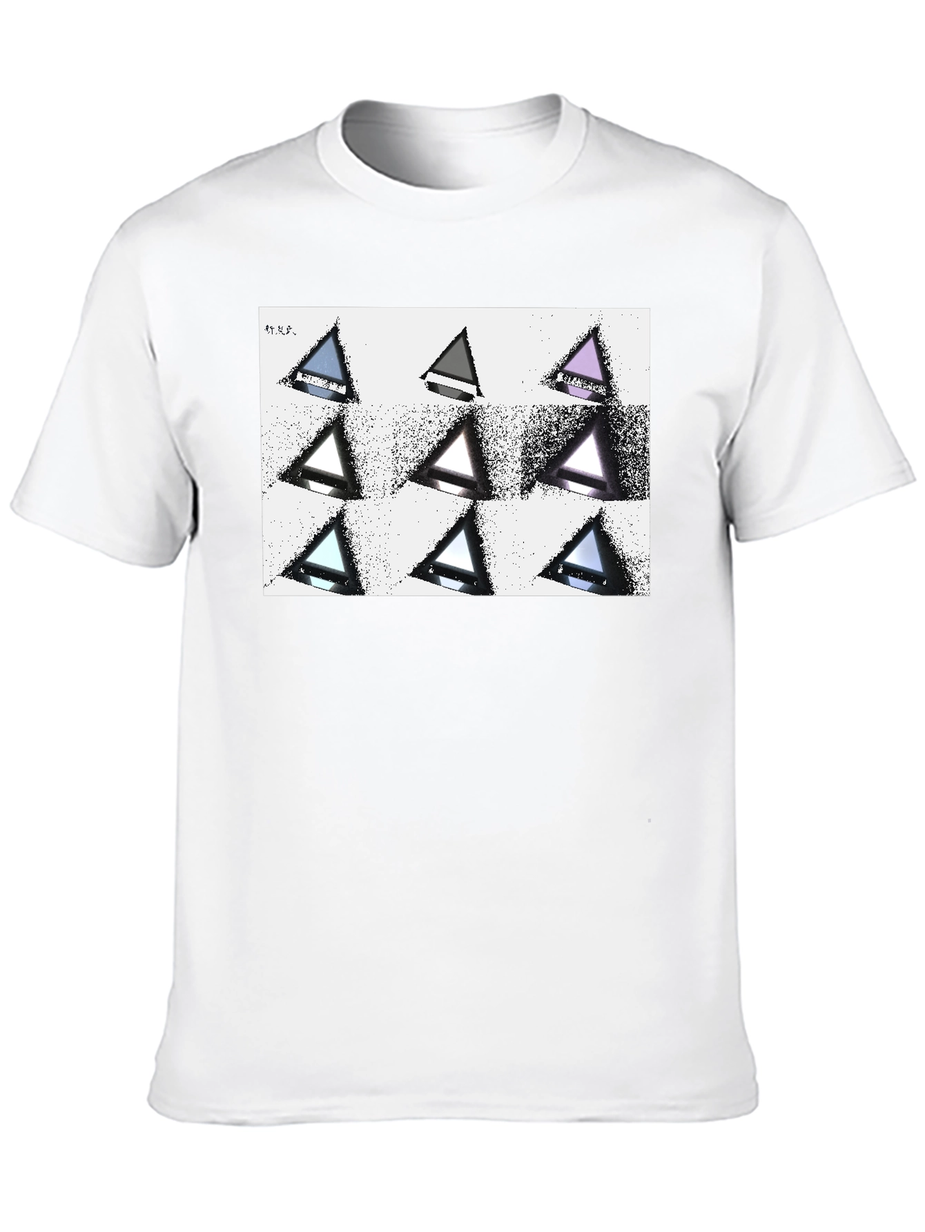 Geometric Triangle Print Black T-Shirt