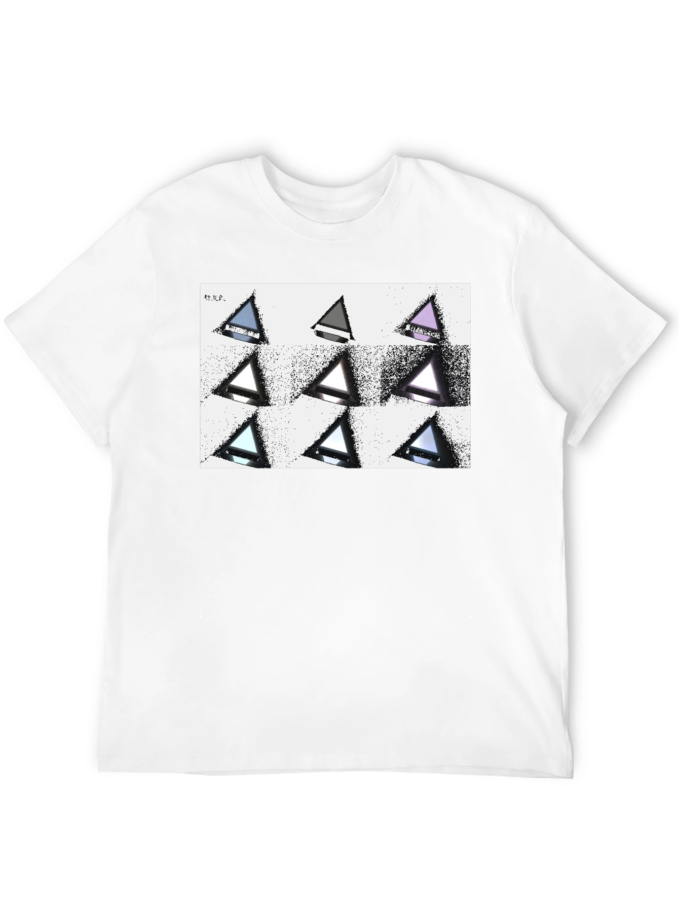 Geometric Triangle Print Black T-Shirt