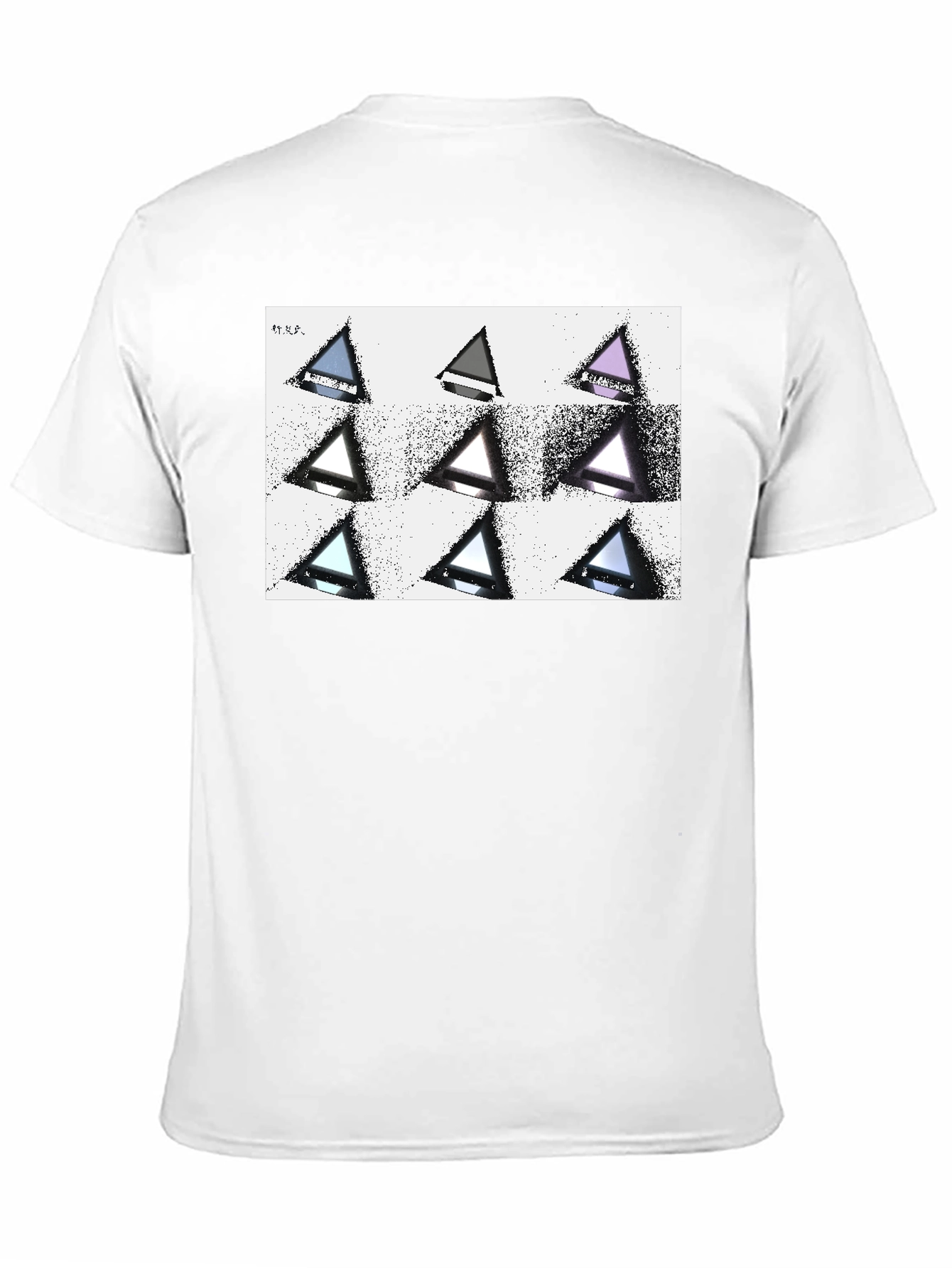 Geometric Triangle Print Black T-Shirt