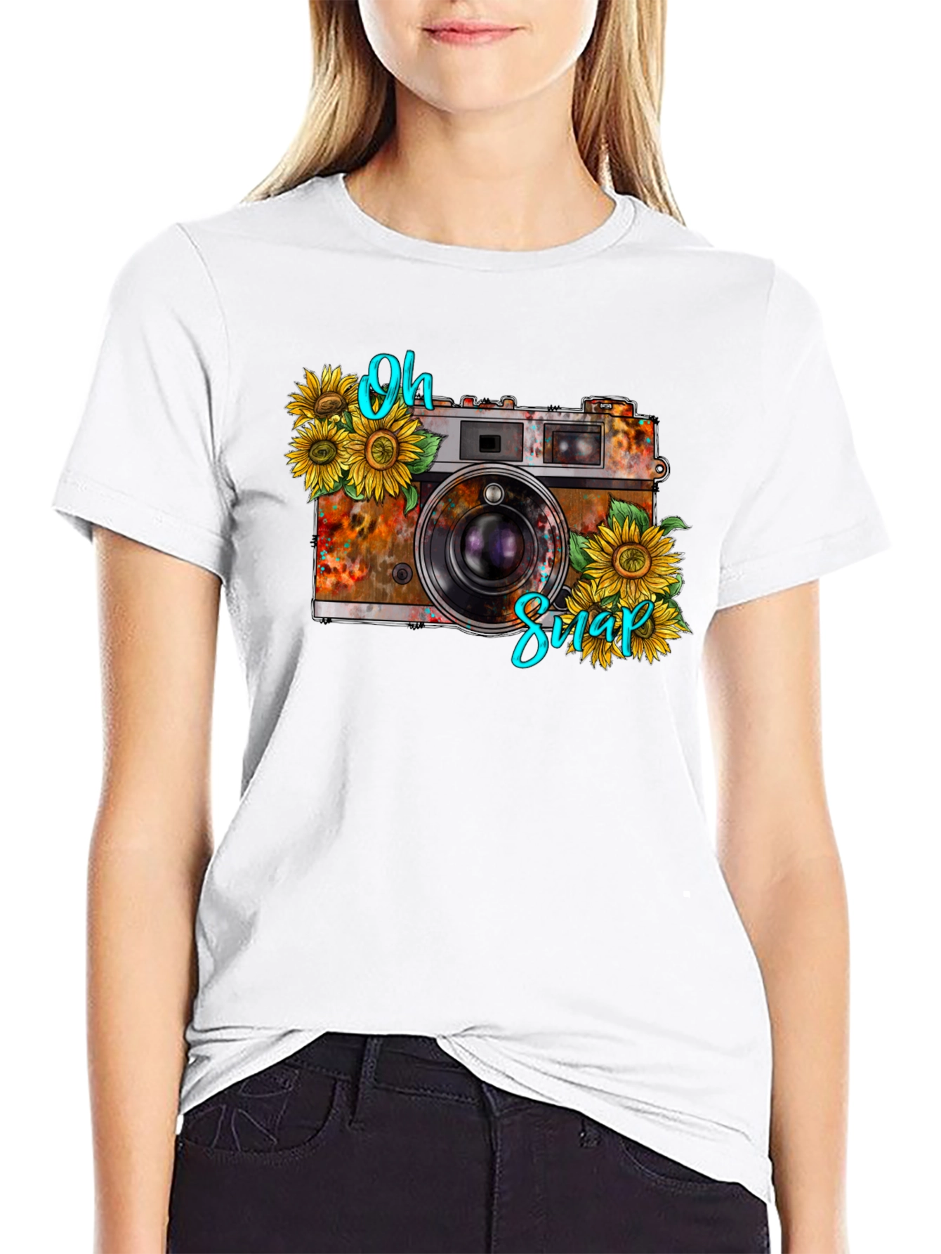 Rustic Camera Sunflower Graphic Tee