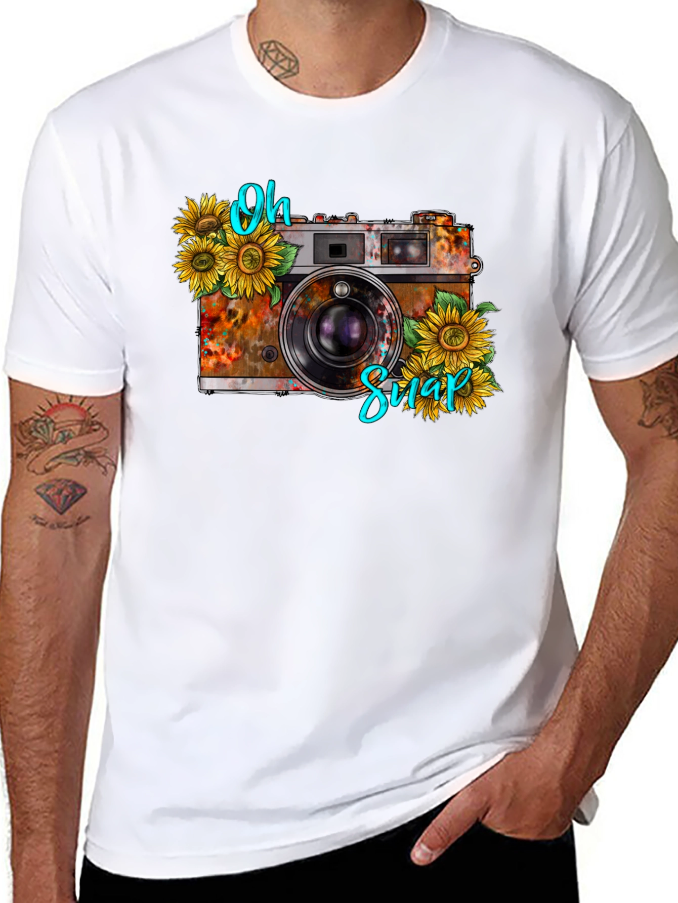 Rustic Camera Sunflower Graphic Tee