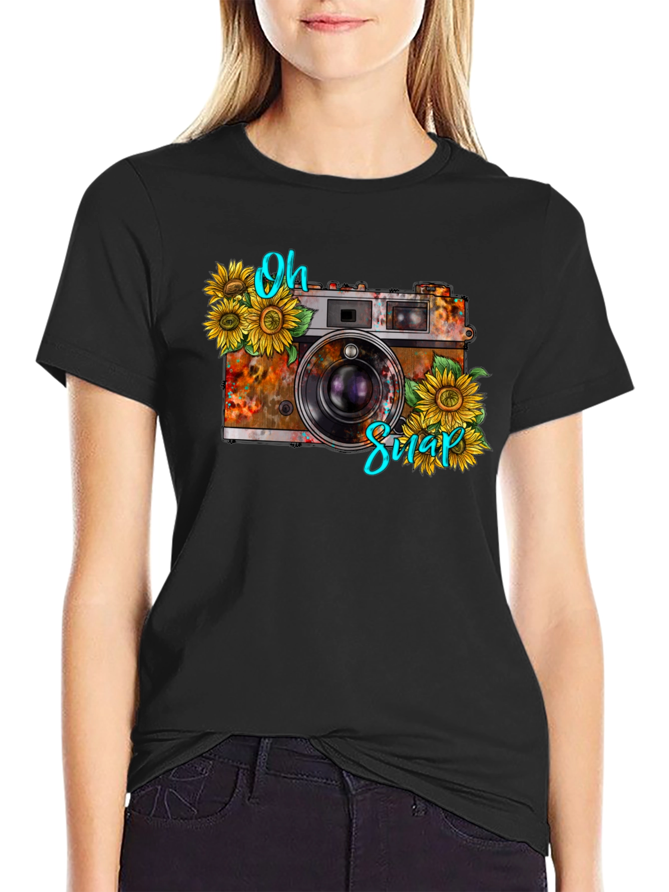 Rustic Camera Sunflower Graphic Tee