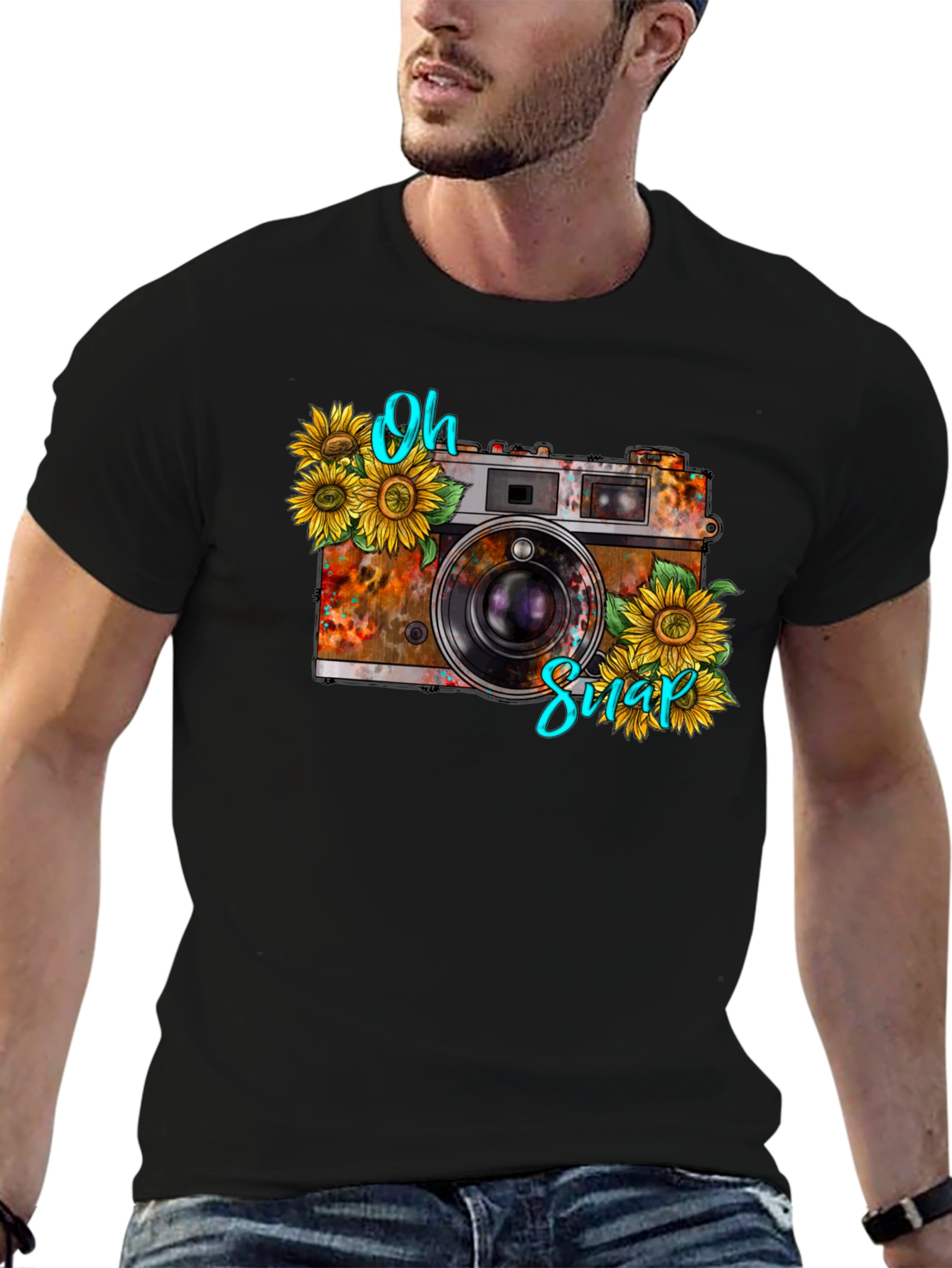 Rustic Camera Sunflower Graphic Tee