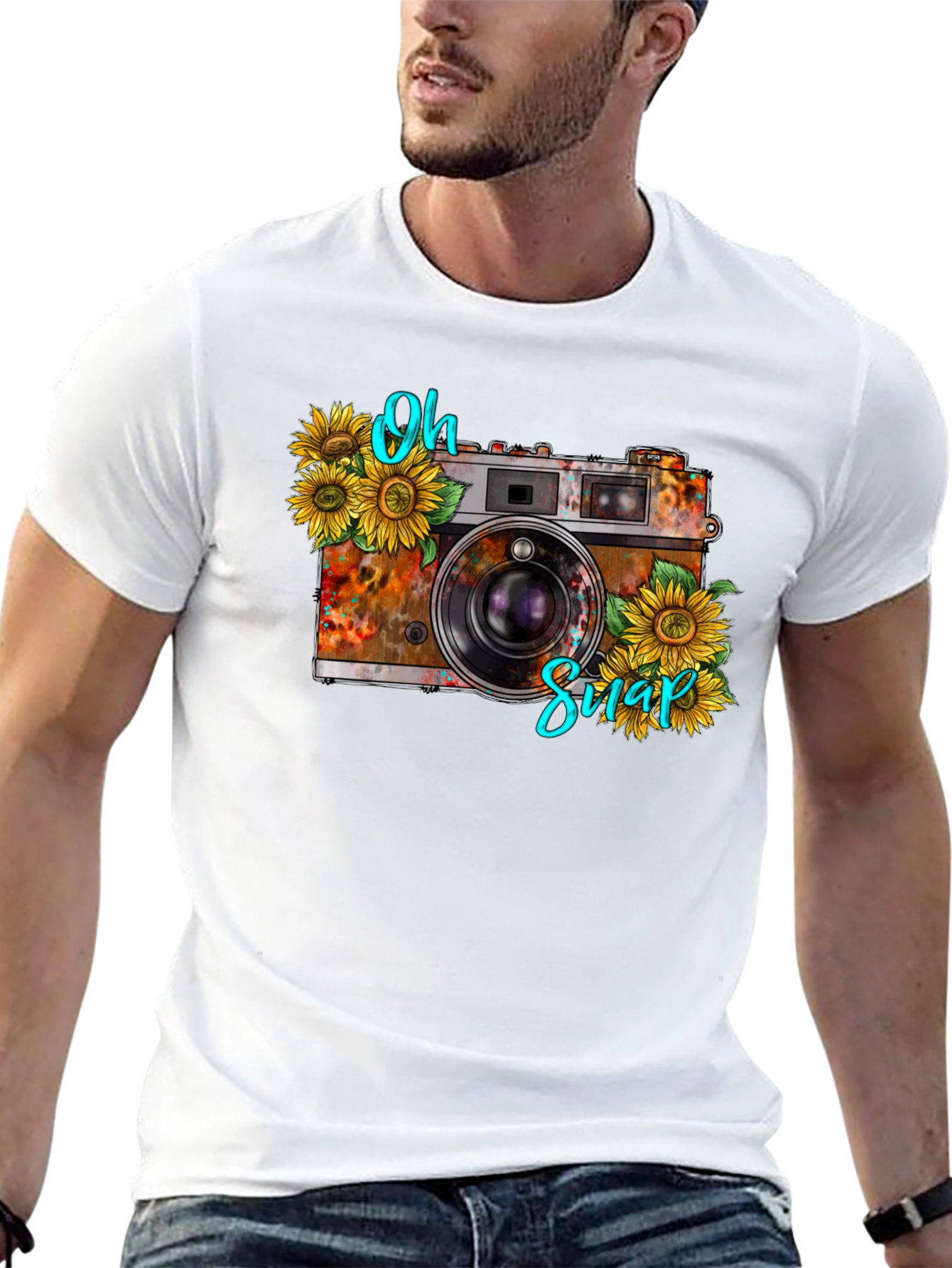 Rustic Camera Sunflower Graphic Tee