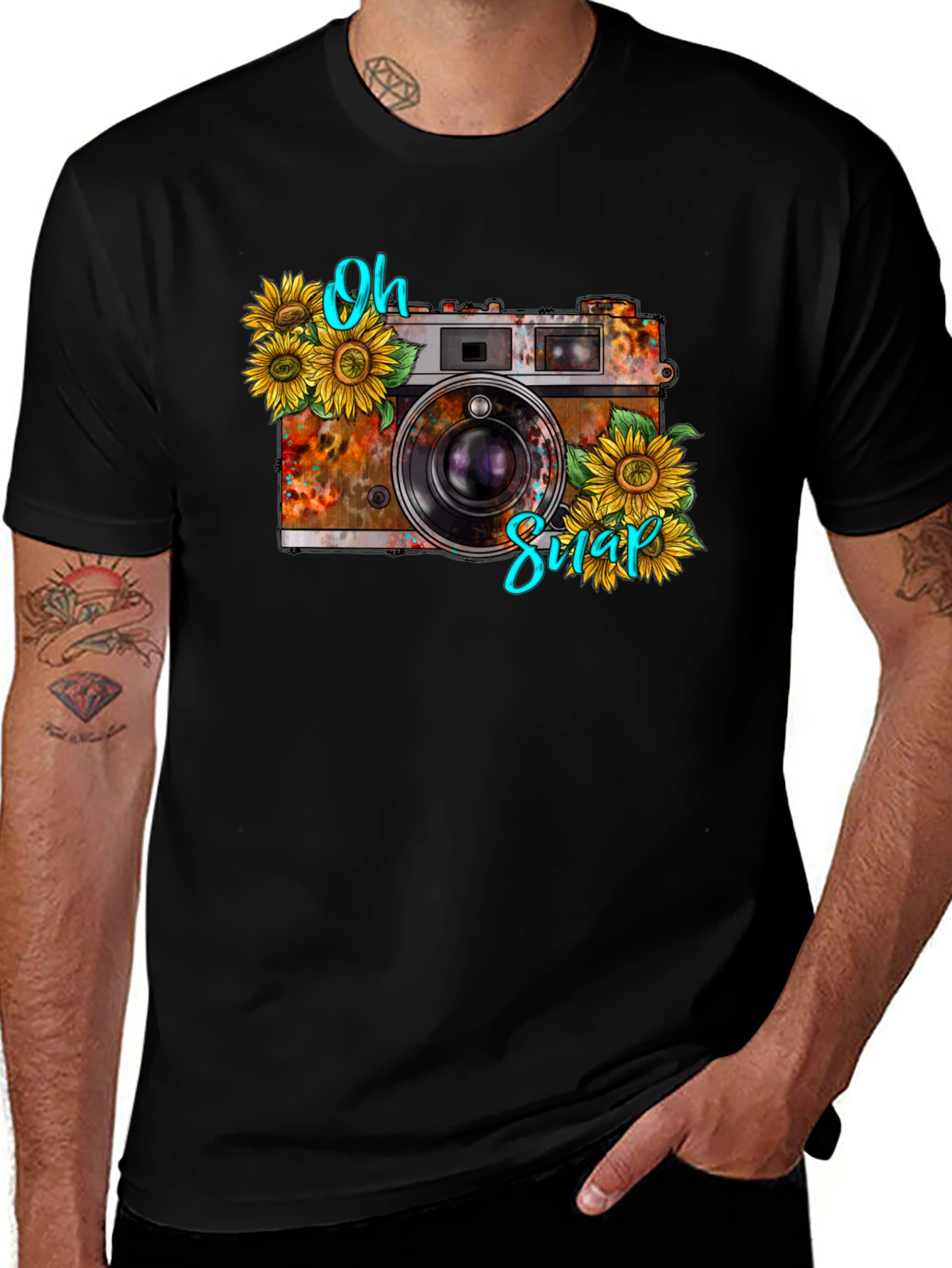 Rustic Camera Sunflower Graphic Tee