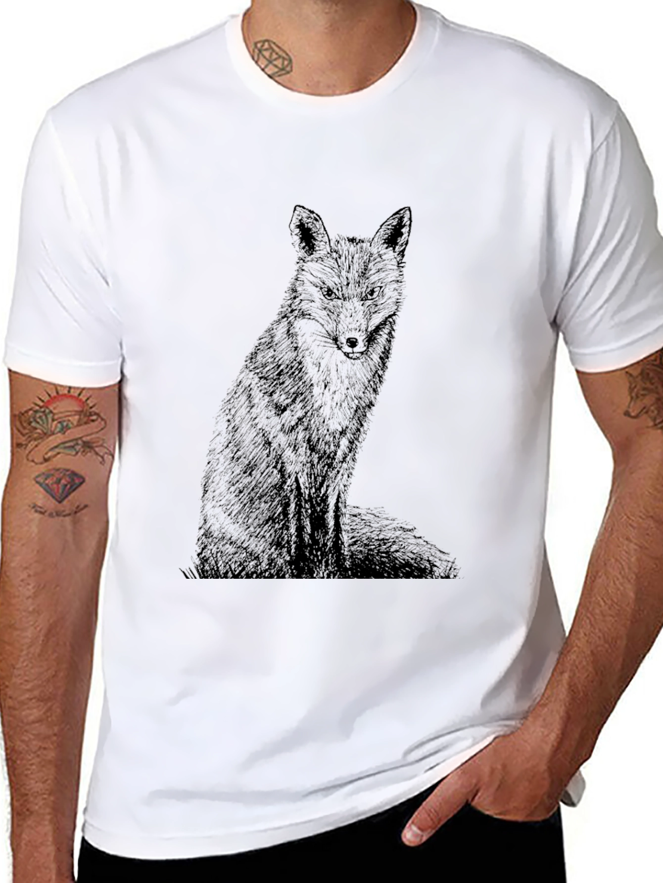 Black Fox Graphic Tee - Mens Stylish Cotton T-Shirt