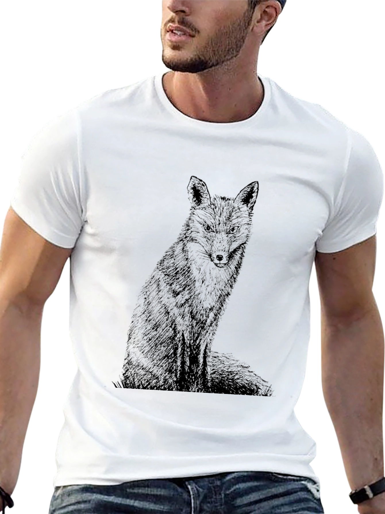 Black Fox Graphic Tee - Mens Stylish Cotton T-Shirt