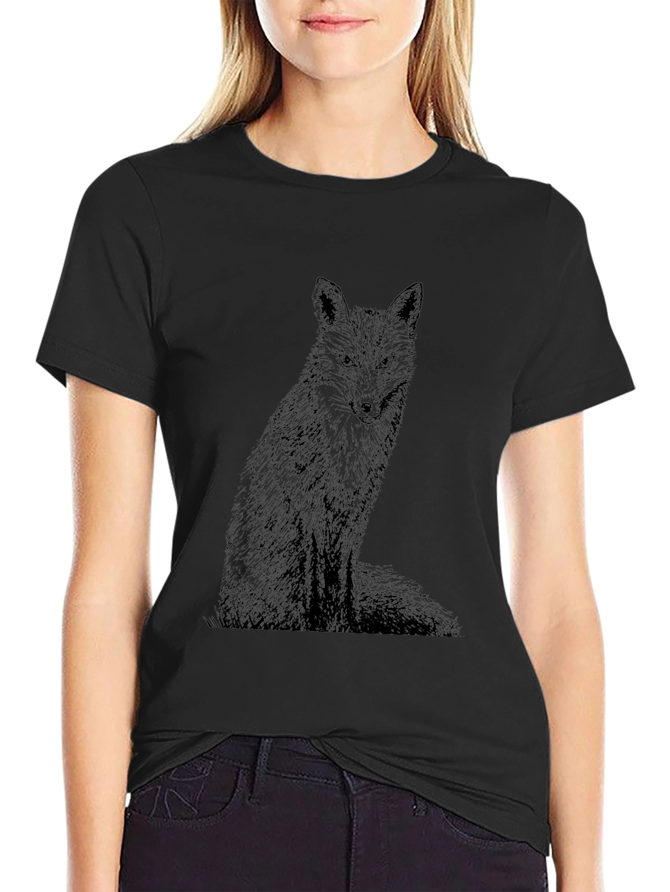 Black Fox Graphic Tee - Mens Stylish Cotton T-Shirt