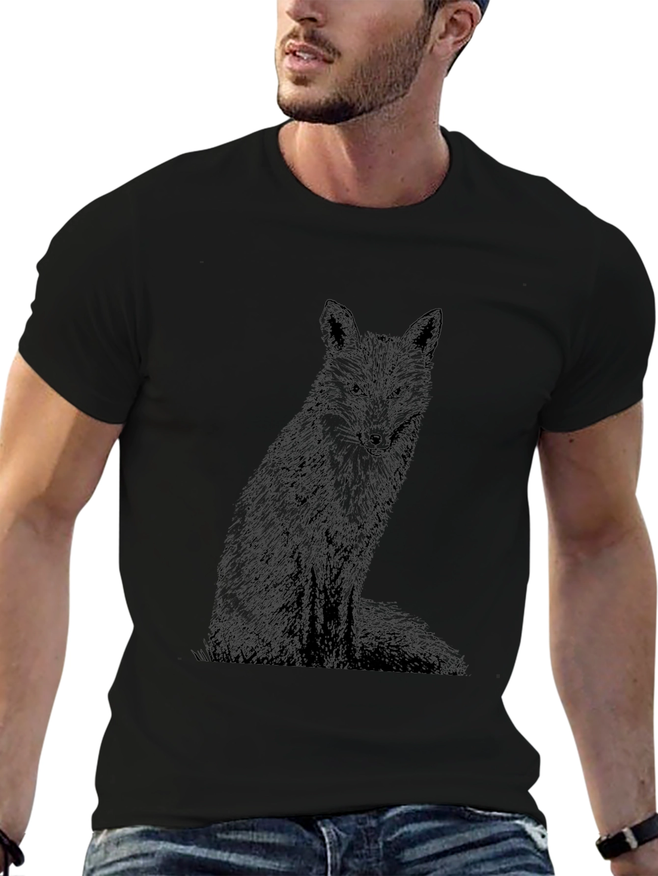 Black Fox Graphic Tee - Mens Stylish Cotton T-Shirt