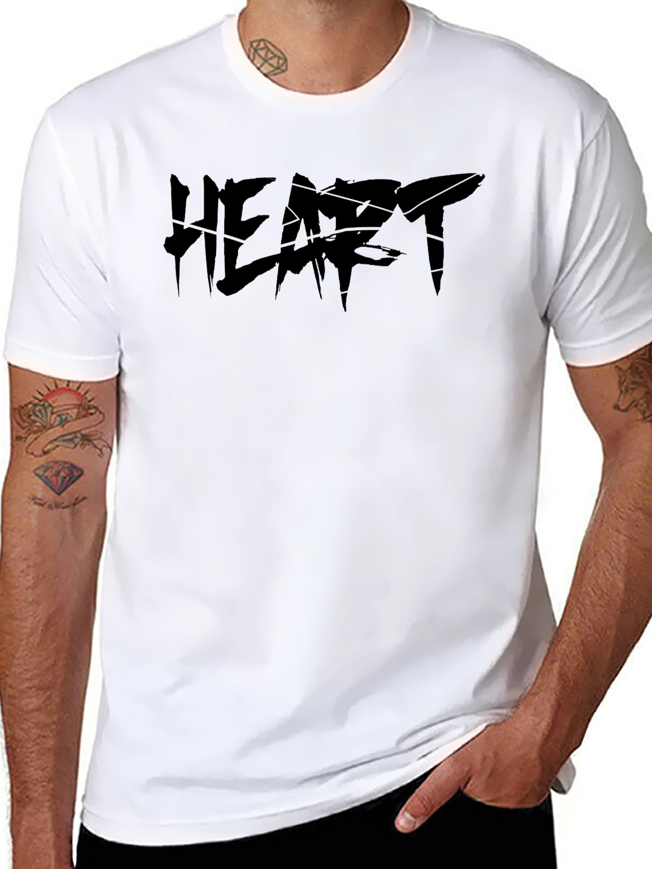 Edgy Black Graphic Tee - HEART Design