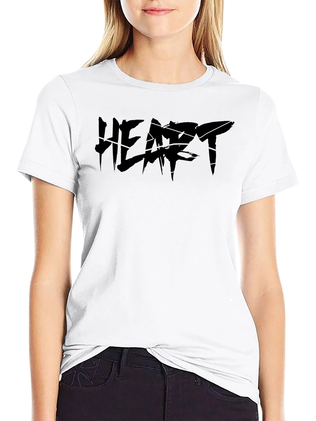 Edgy Black Graphic Tee - HEART Design
