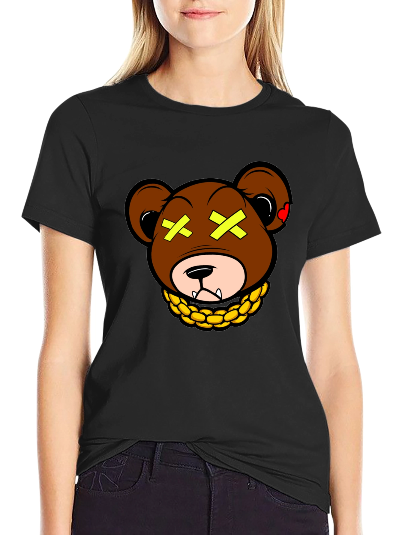Bear With Gold Chain Graphic T-Shirt