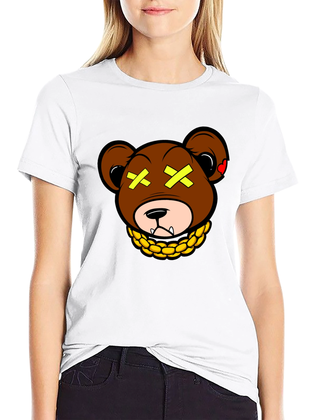 Bear With Gold Chain Graphic T-Shirt
