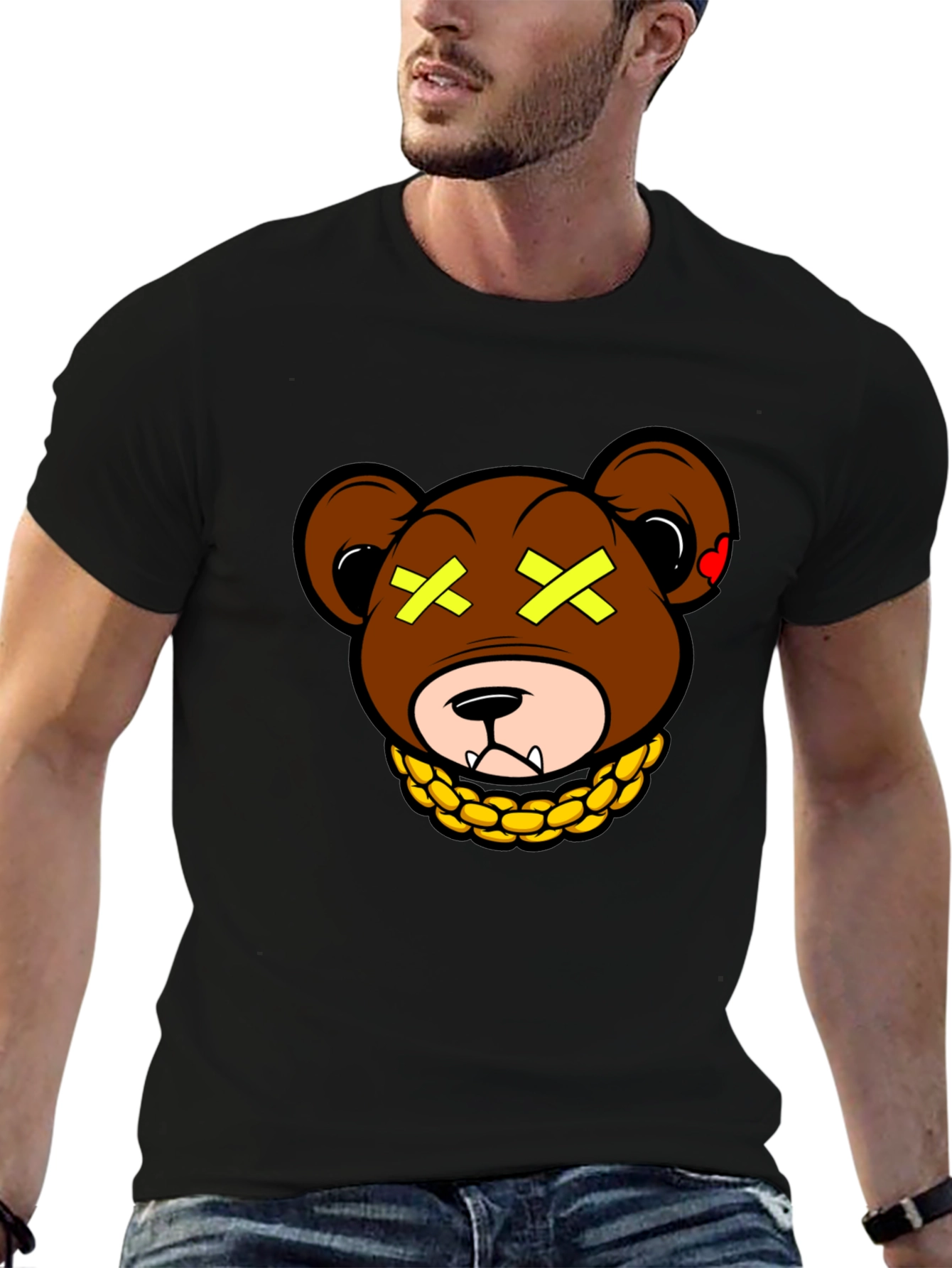 Bear With Gold Chain Graphic T-Shirt