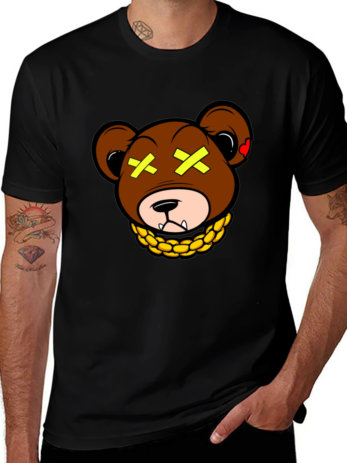 Bear With Gold Chain Graphic T-Shirt
