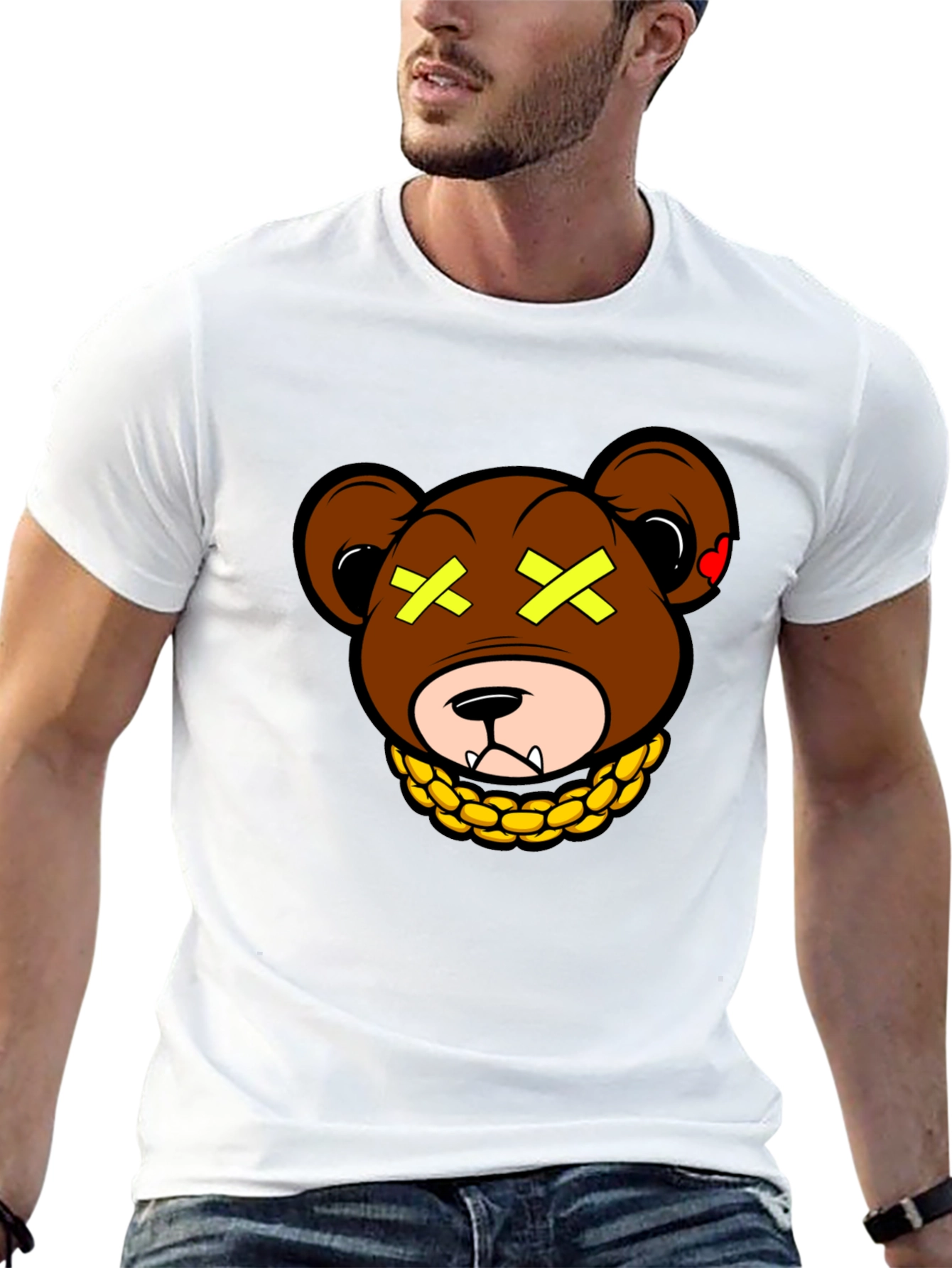 Bear With Gold Chain Graphic T-Shirt