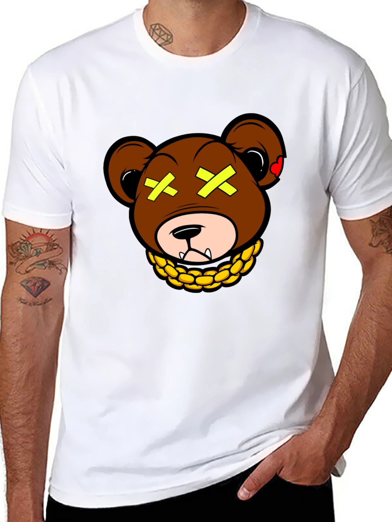 Bear With Gold Chain Graphic T-Shirt