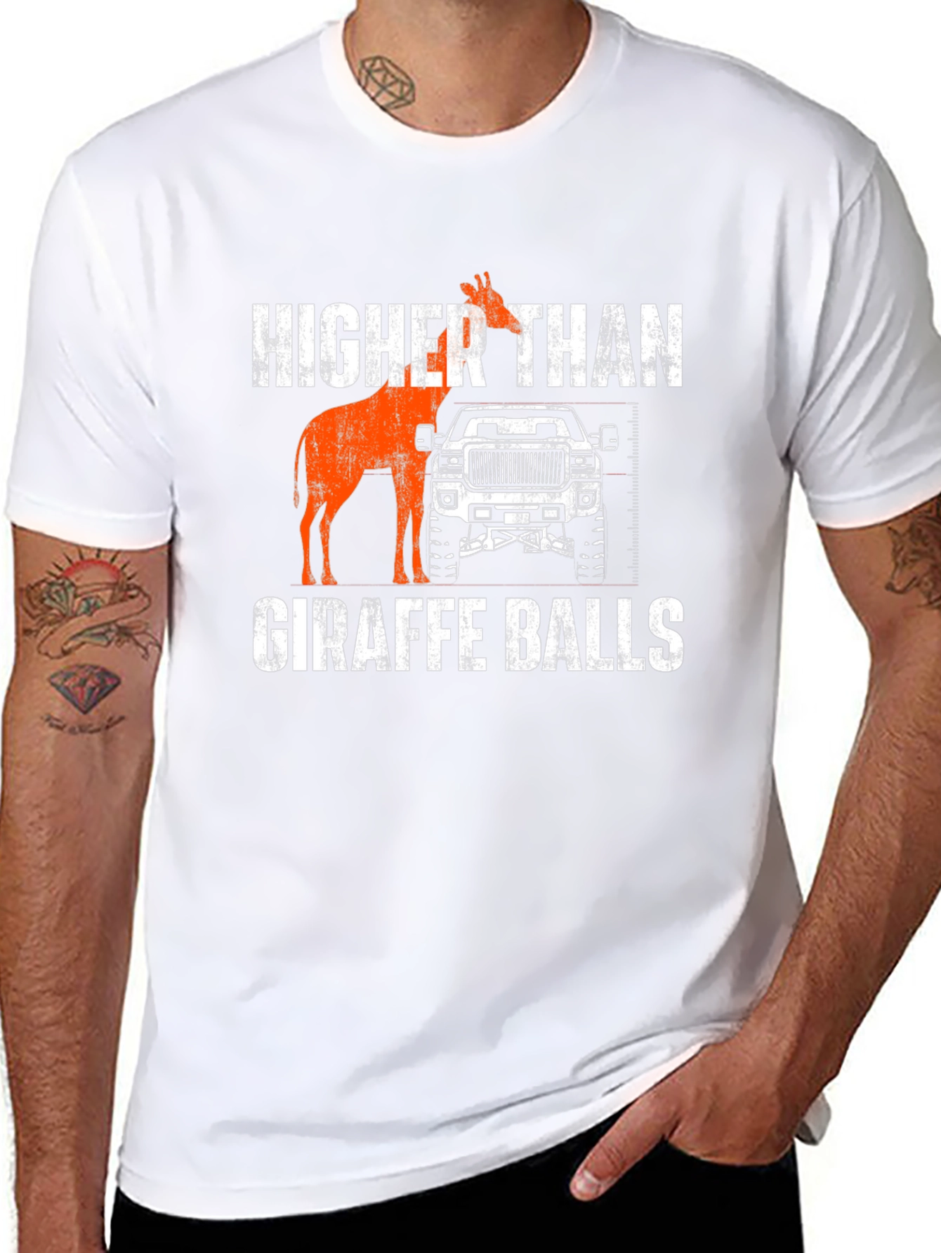Higher Than Giraffe Balls T-Shirt Funny Truck Lifted