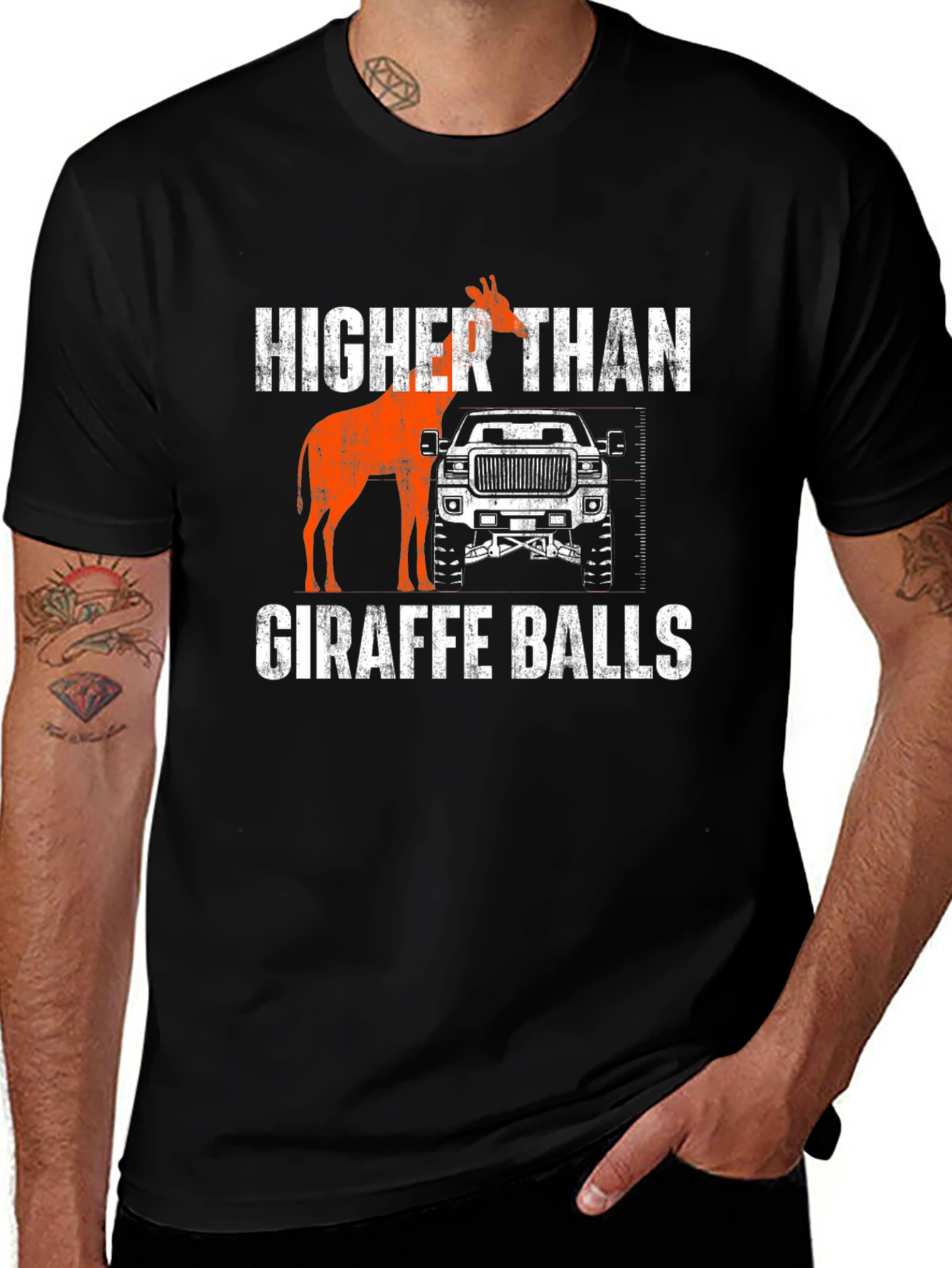 Higher Than Giraffe Balls T-Shirt Funny Truck Lifted