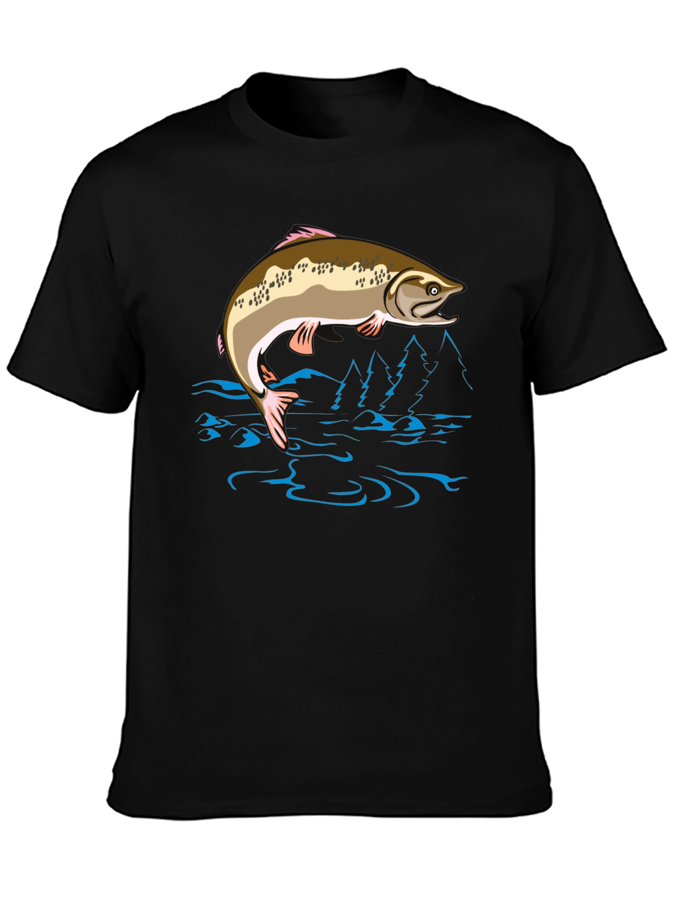 Fishing T-Shirt - Leaping Fish Design