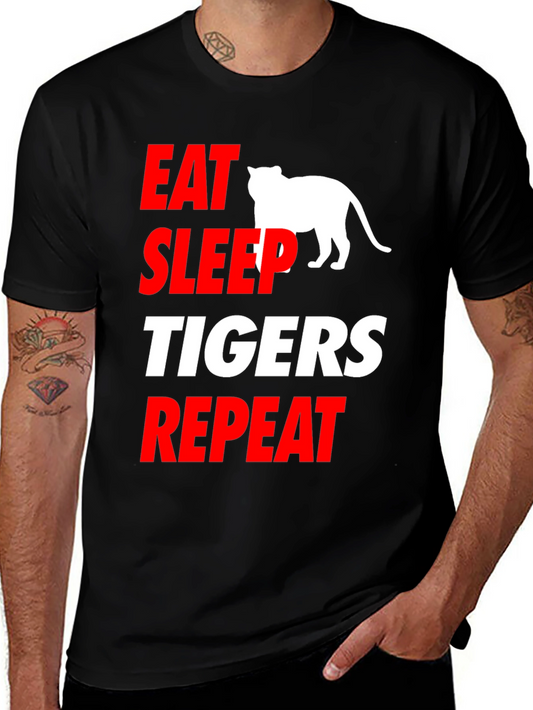 Eat Sleep Tigers Repeat Black T-Shirt