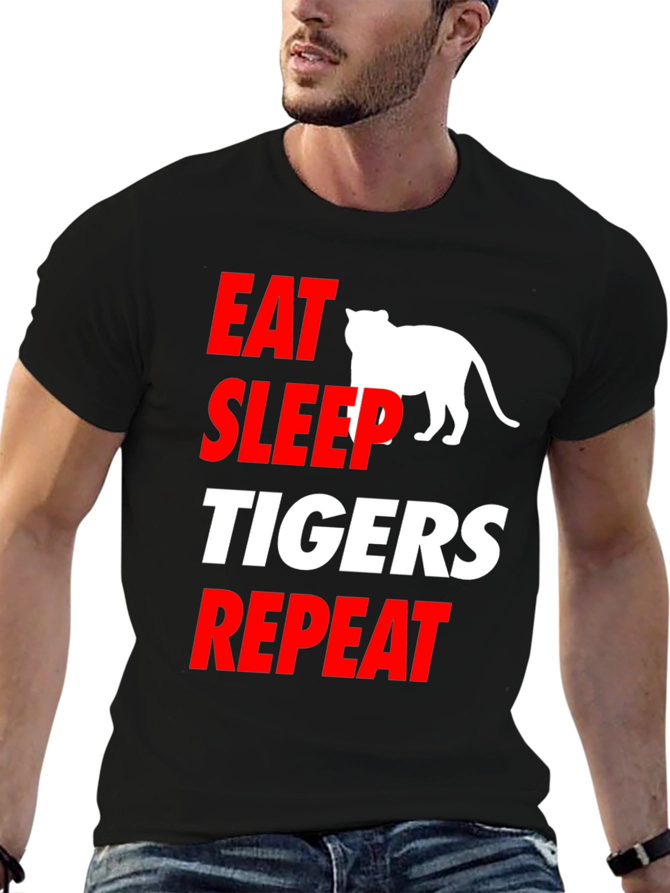 Eat Sleep Tigers Repeat Black T-Shirt