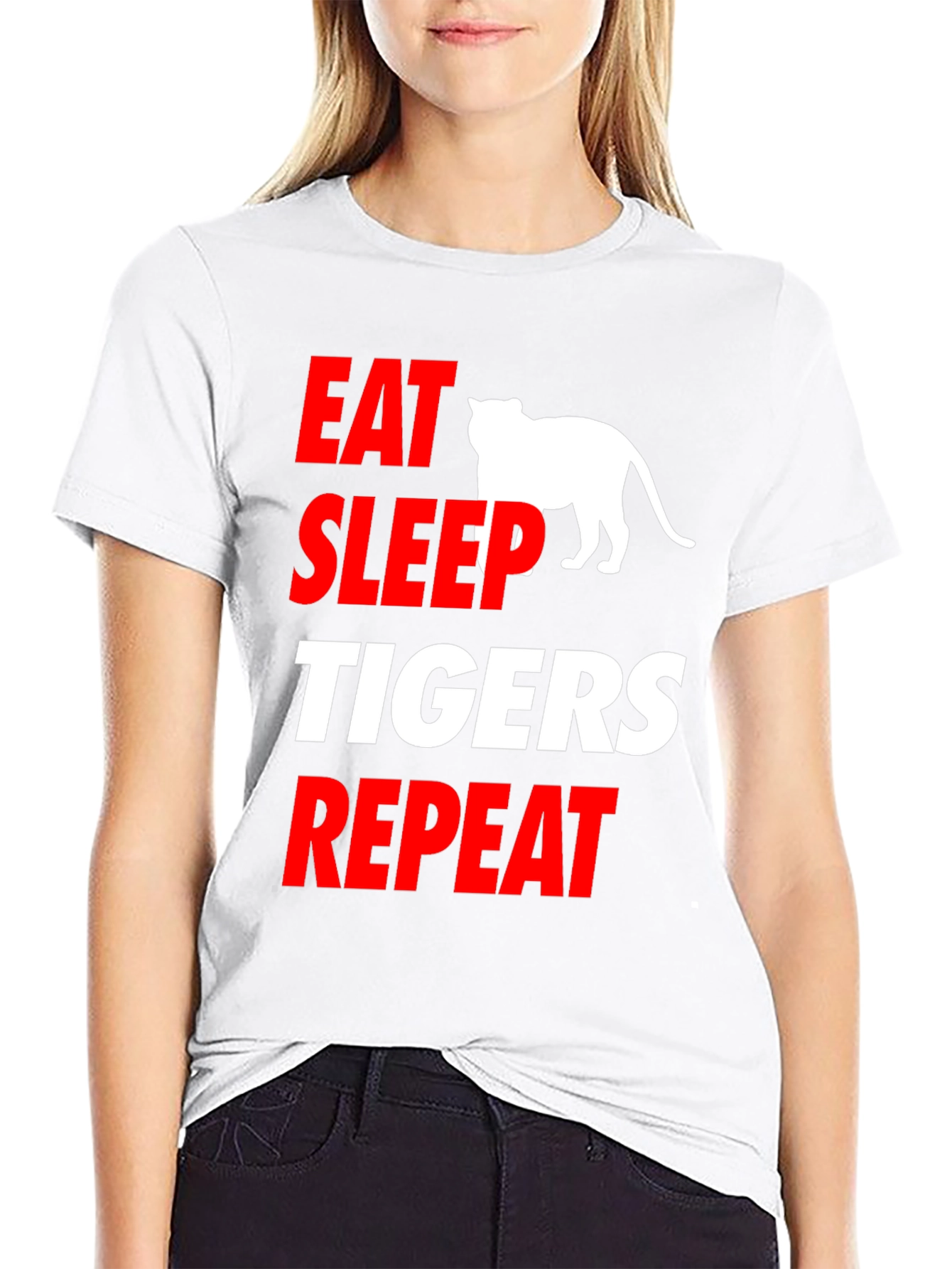 Eat Sleep Tigers Repeat Black T-Shirt